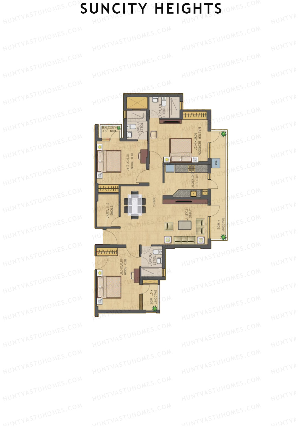 Suncity Heights Tower 10 Unit 3 Floor Plan