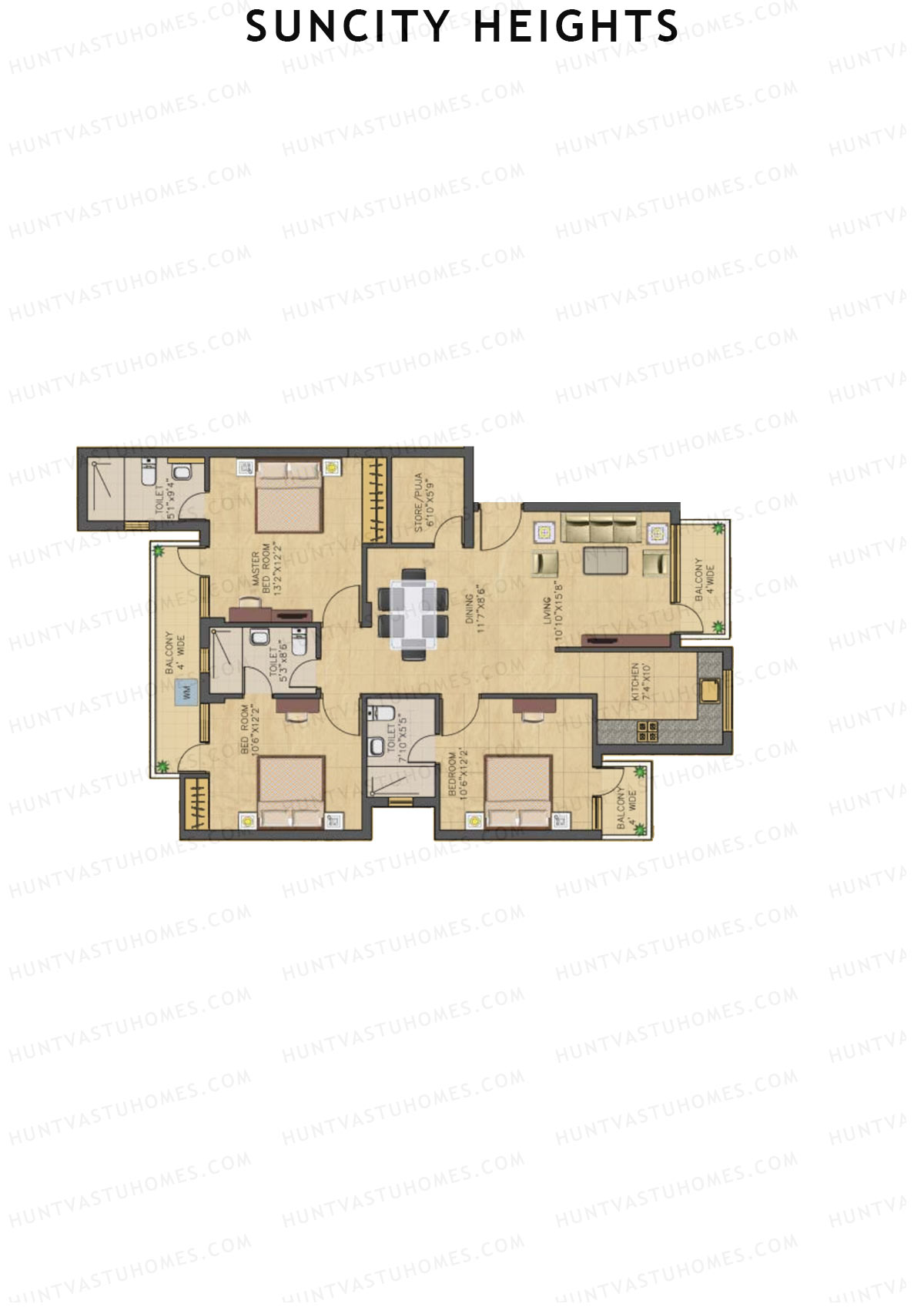 Suncity Heights Tower 14 F4 Unit 1 Floor Plan
