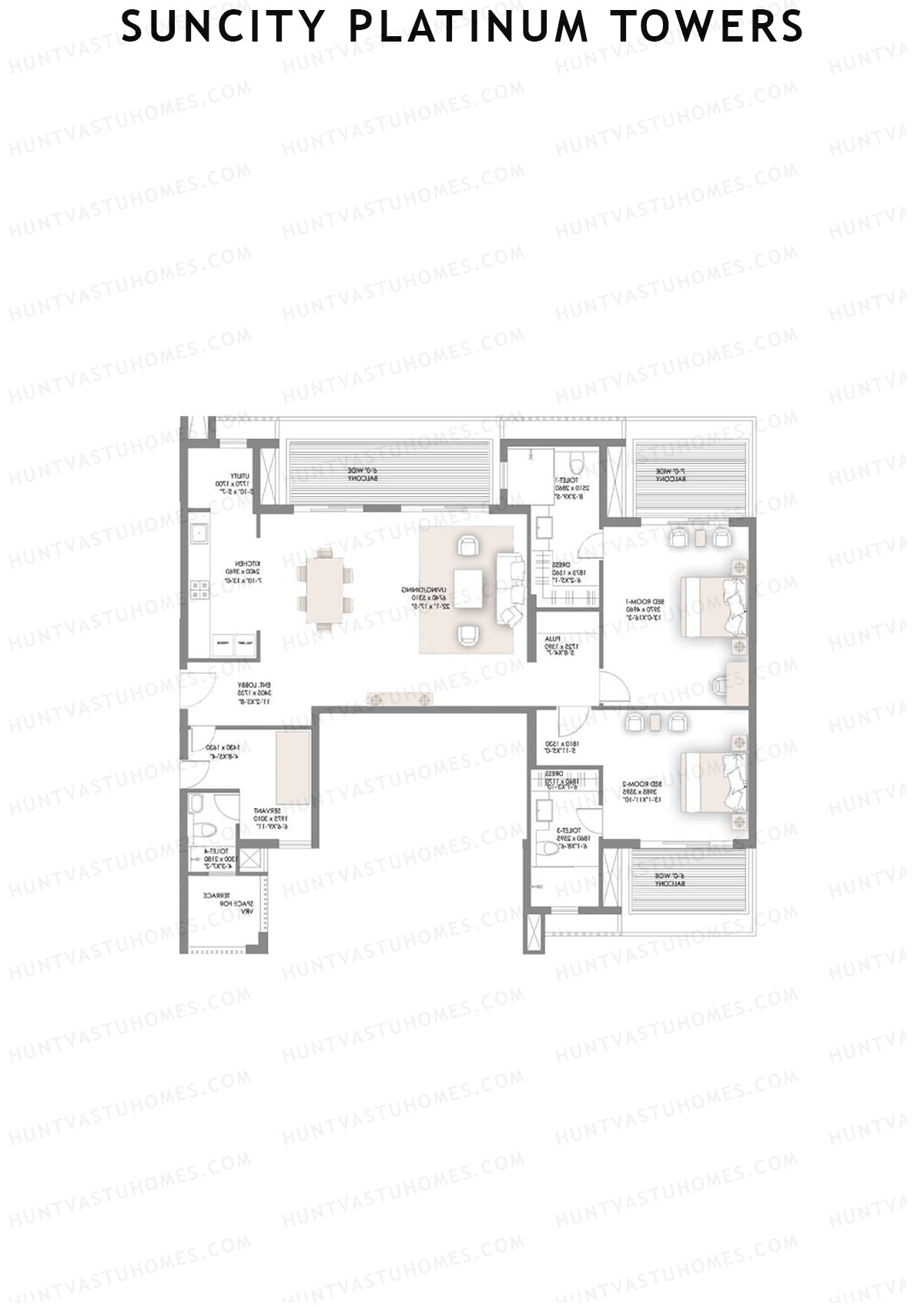 Suncity Platinum Towers Tower B Unit 1 Floor Plan