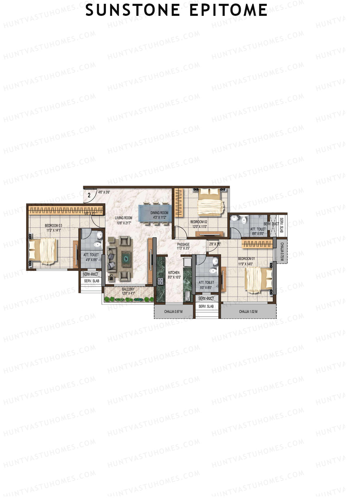 Sunstone Epitome Block A Unit 2 Floor Plan
