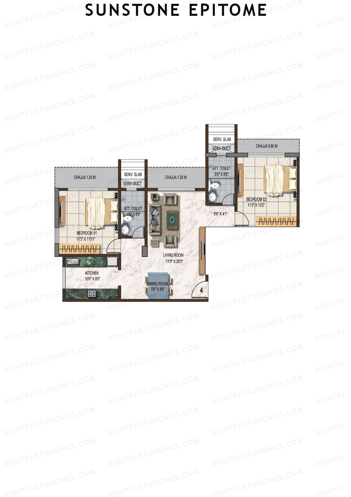 Sunstone Epitome Block A Unit 4 (Type 3) Floor Plan