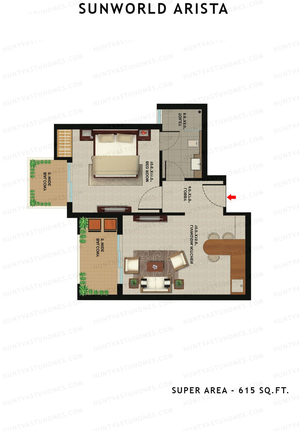 Sunworld Arista Tower T10 Unit 3 (Type H) Floor Plan