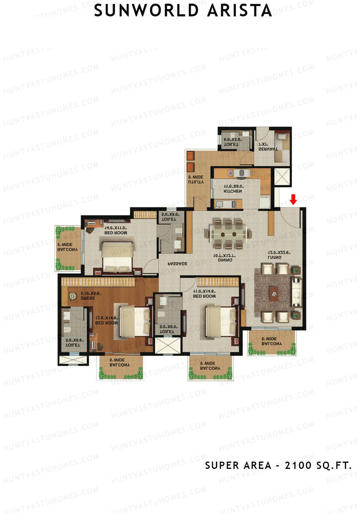 Sunworld Arista Tower T1 Unit 2 (Type F) Floor Plan