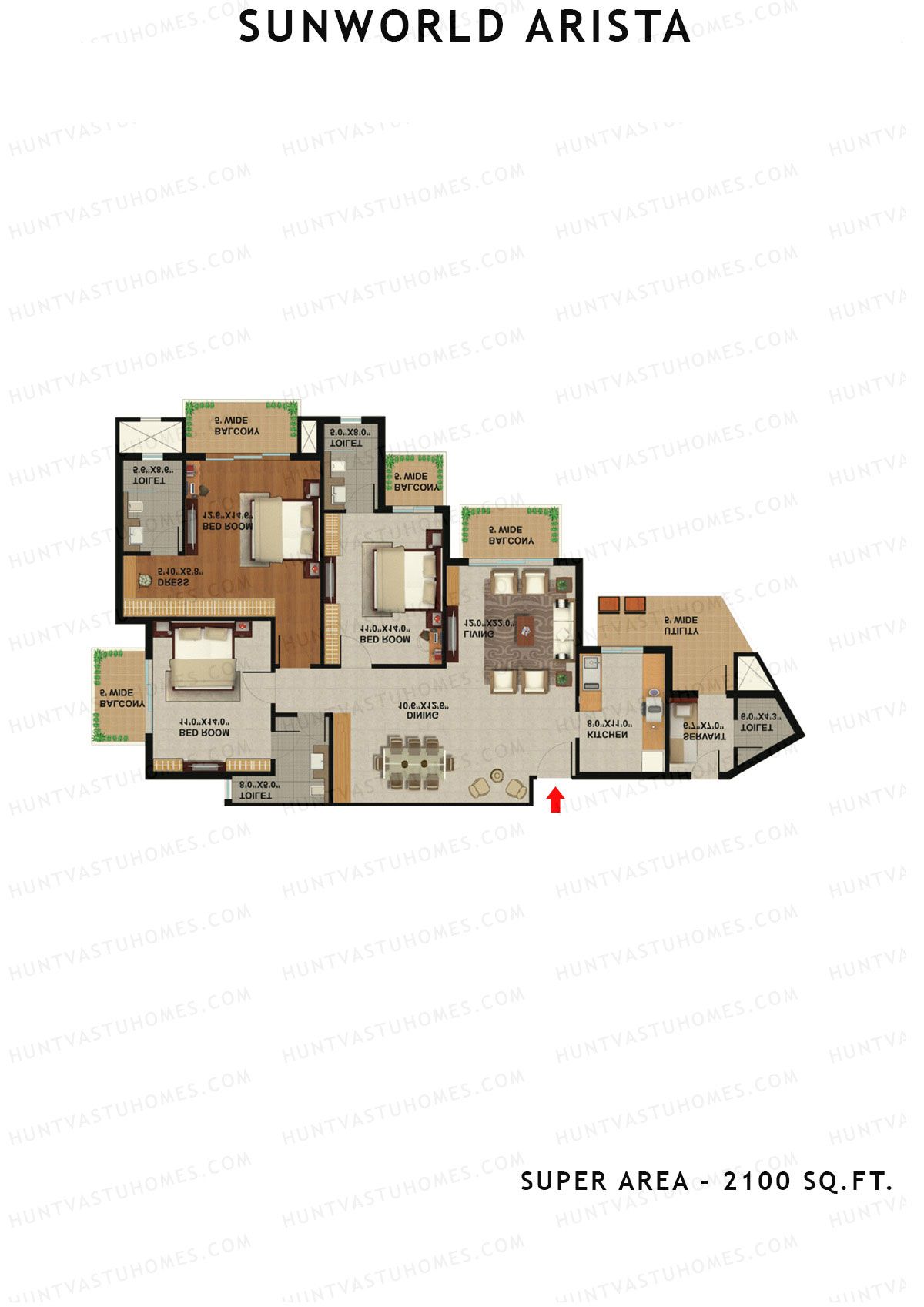 Sunworld Arista Tower T1 Unit 4 (Type D) Floor Plan