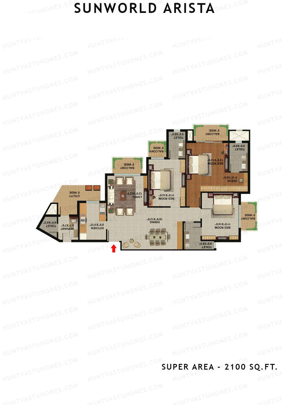 Sunworld Arista Tower T1 Unit 5 (Type D) Floor Plan