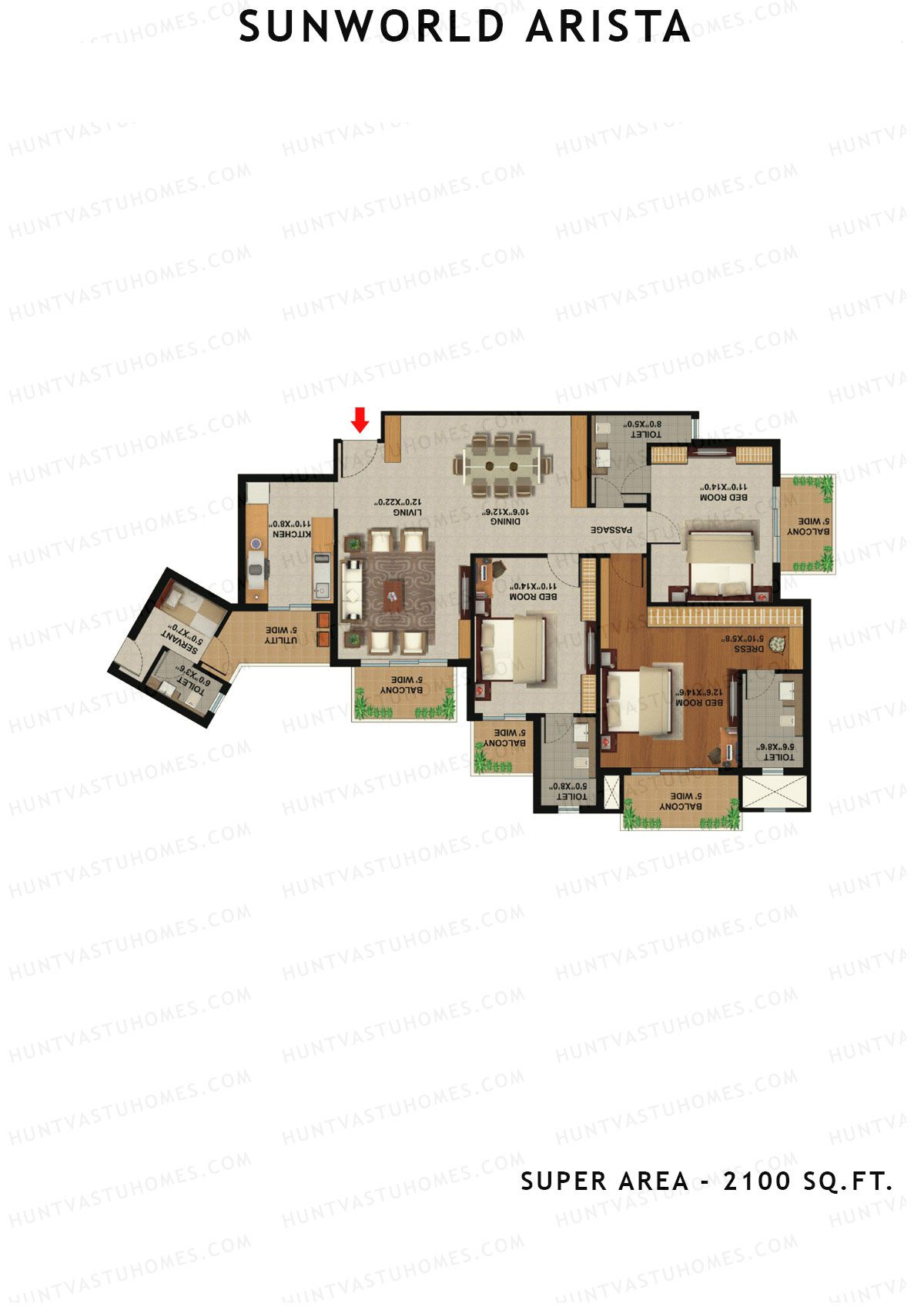 Sunworld Arista Tower T1 Unit 6 (Type E) Floor Plan