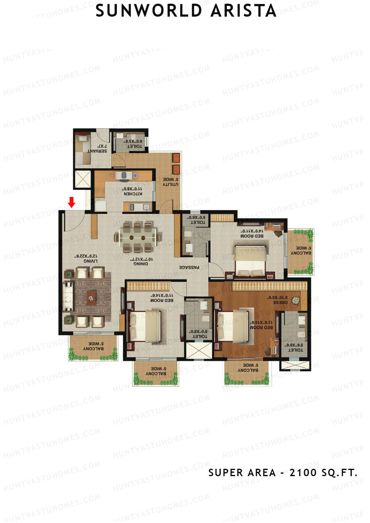 Sunworld Arista Tower T4 Unit 1 (Type F) Floor Plan