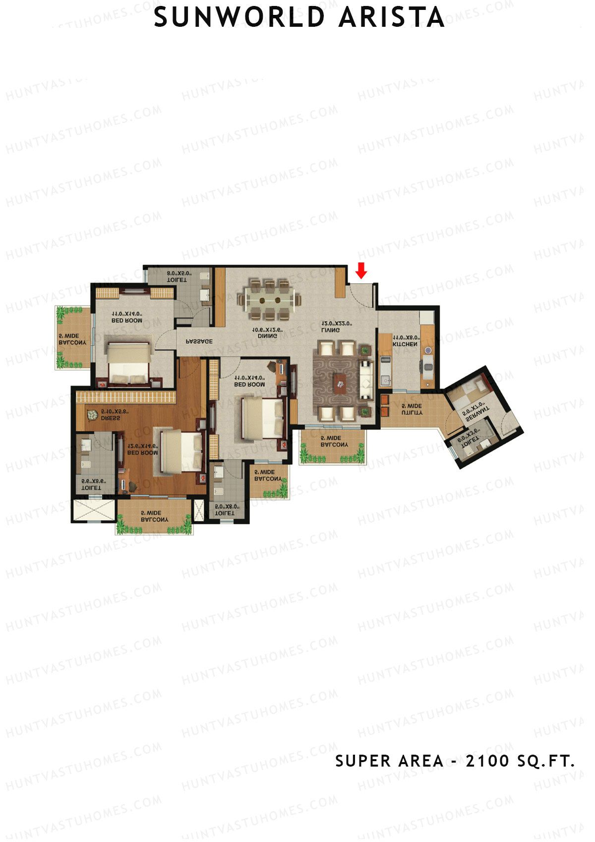 Sunworld Arista Tower T4 Unit 3 (Type E) Floor Plan