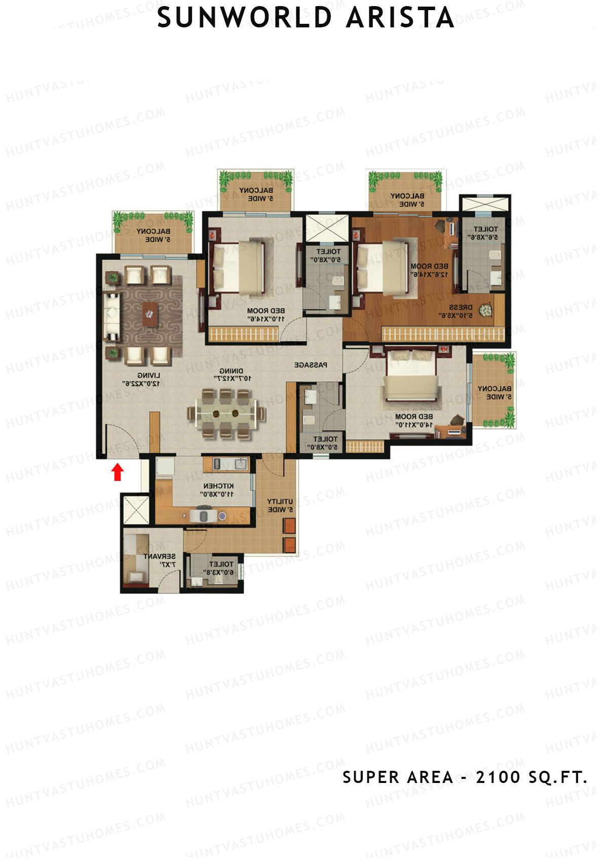 Sunworld Arista Tower T6 Unit 2 (Type F) Floor Plan