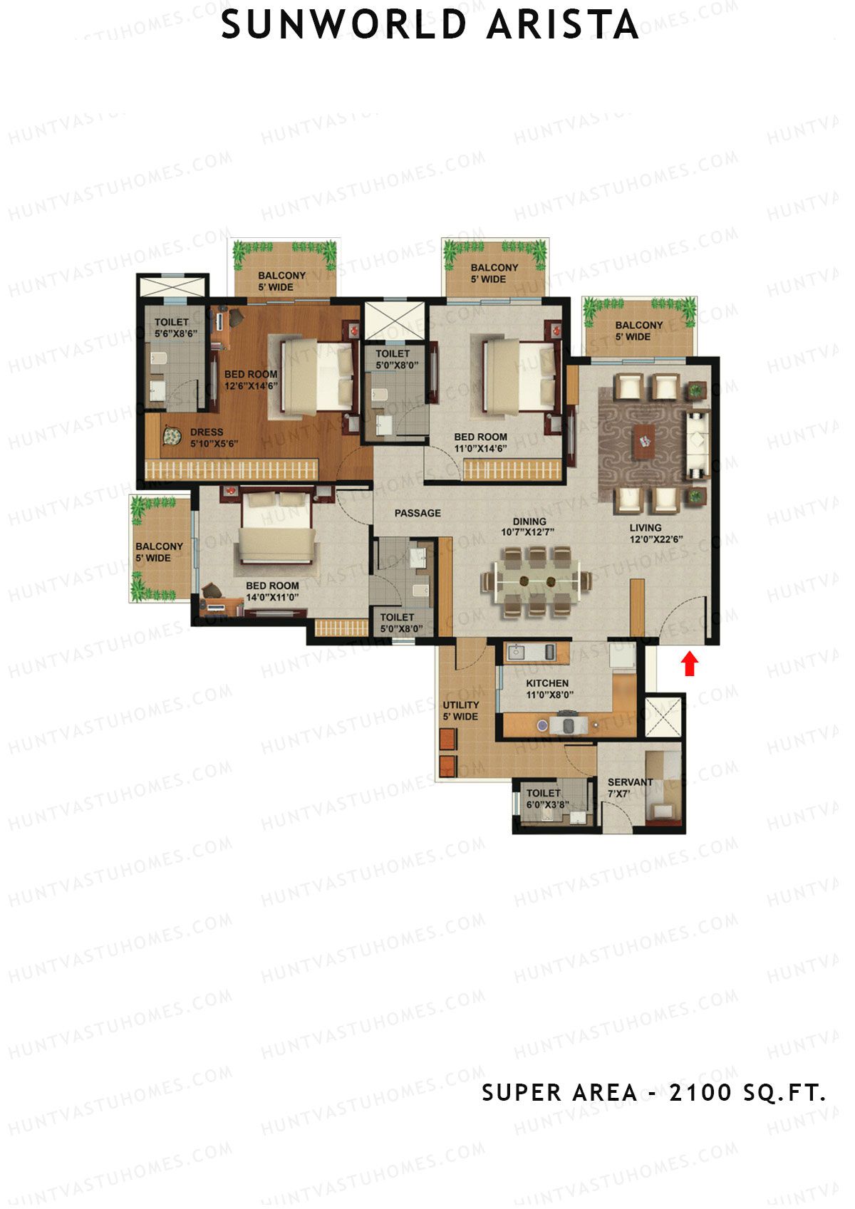 Sunworld Arista Tower T9 Unit 1 (Type F) Floor Plan
