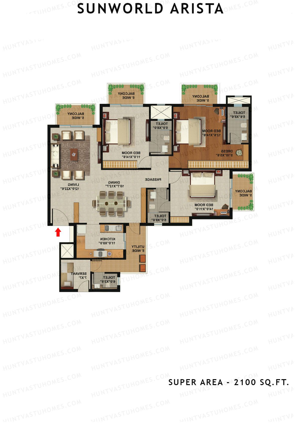 Sunworld Arista Tower T9 Unit 2 (Type F) Floor Plan