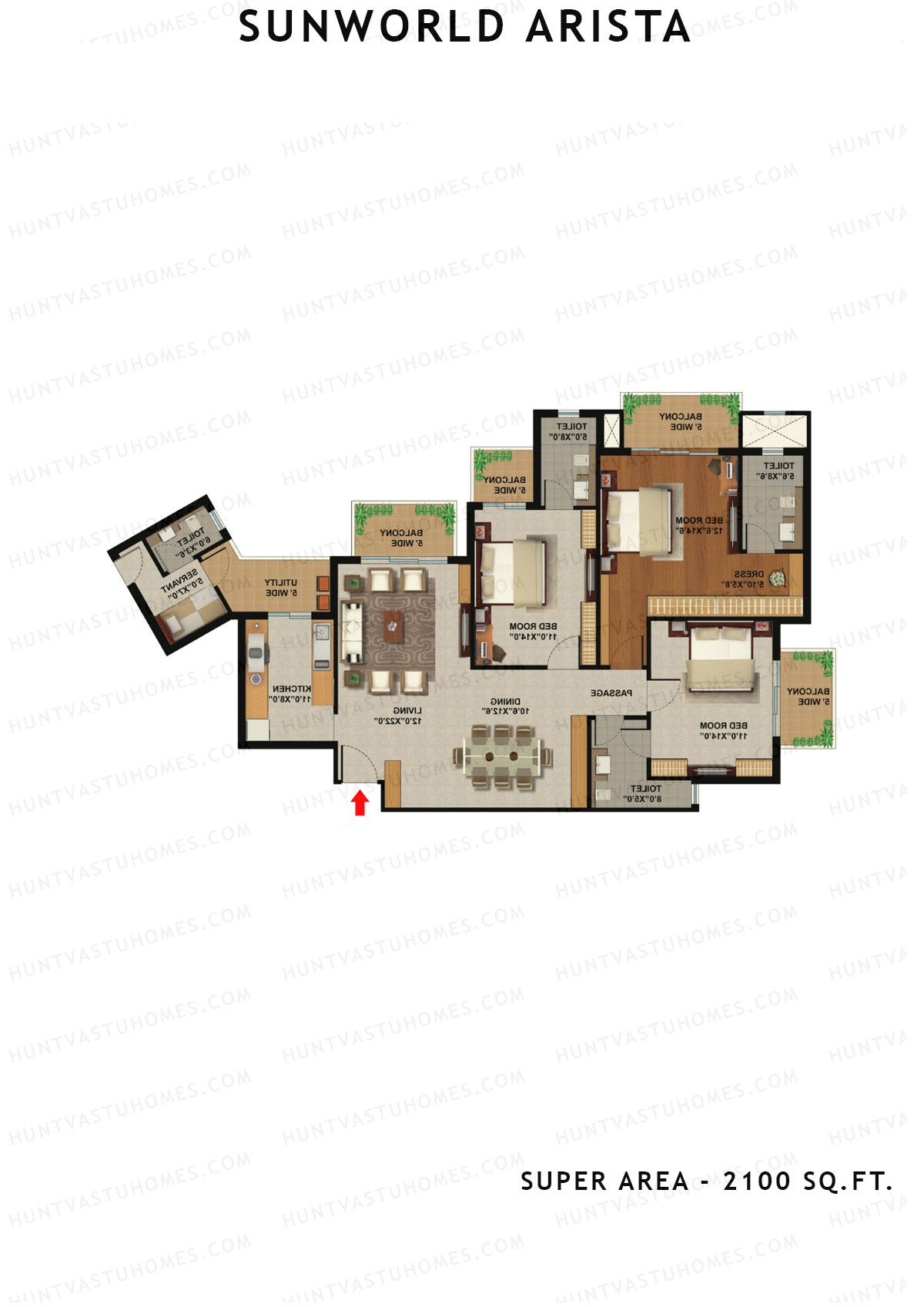 Sunworld Arista Tower T9 Unit 3 (Type E) Floor Plan