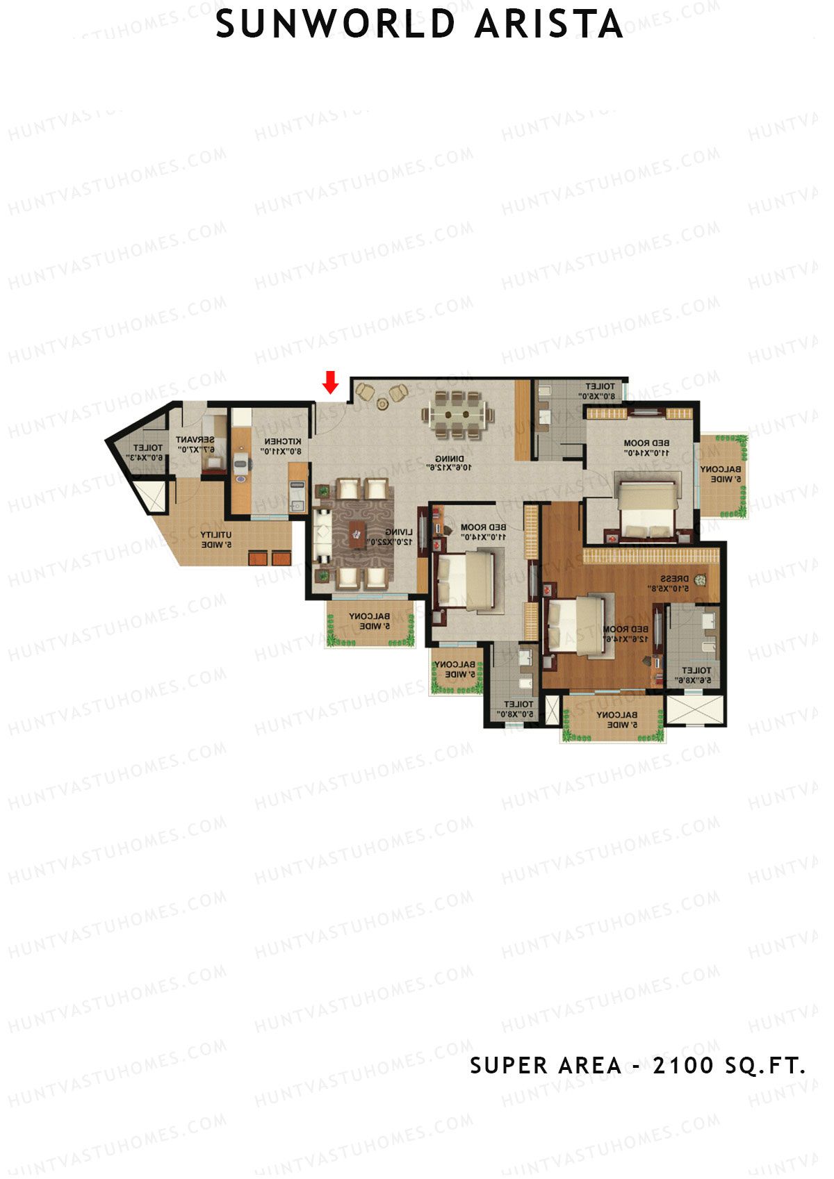 Sunworld Arista Tower T9 Unit 4 (Type D) Floor Plan