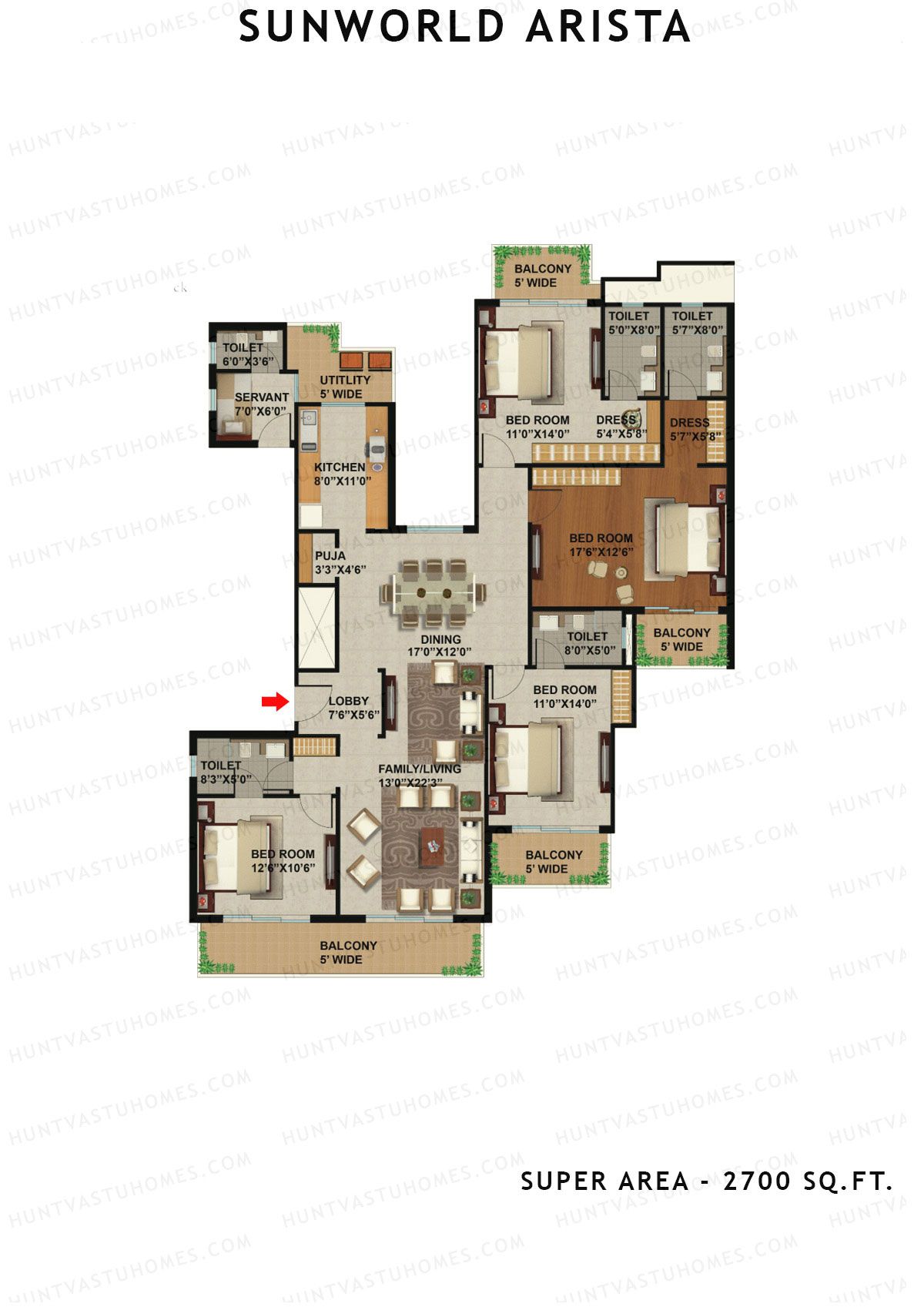 Sunworld Arista Tower T2 Unit 2 (Type C) Floor Plan