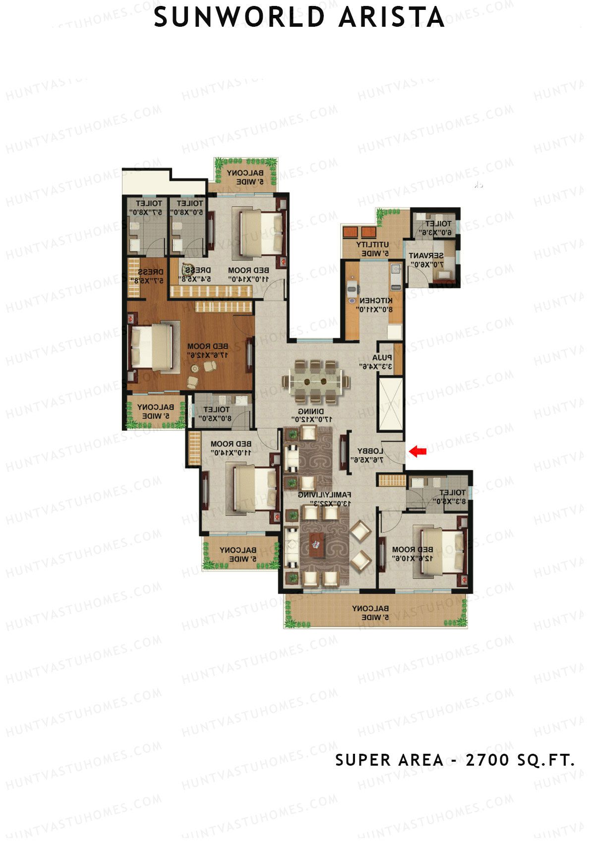 Sunworld Arista Tower T3 Unit 2 (Type C) Floor Plan