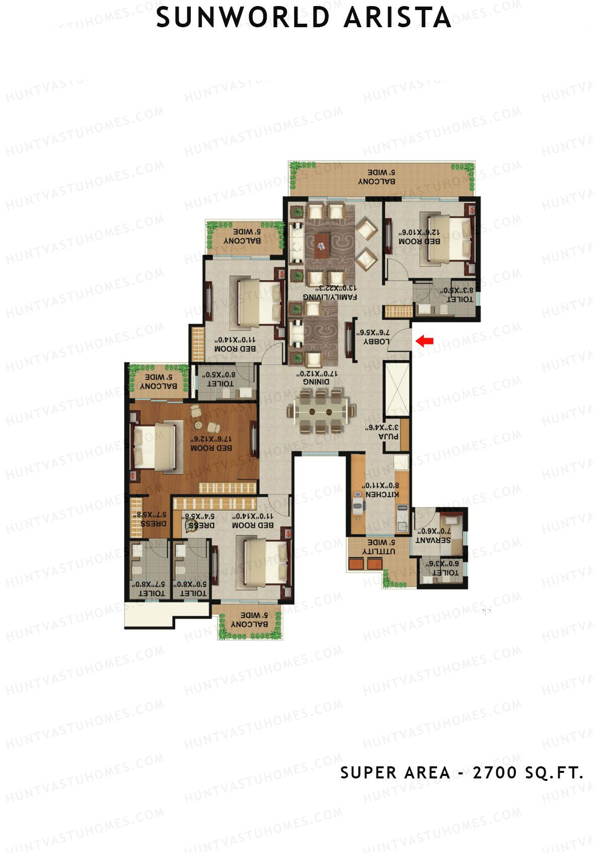 Sunworld Arista Tower T7 Unit 2 (Type C) Floor Plan