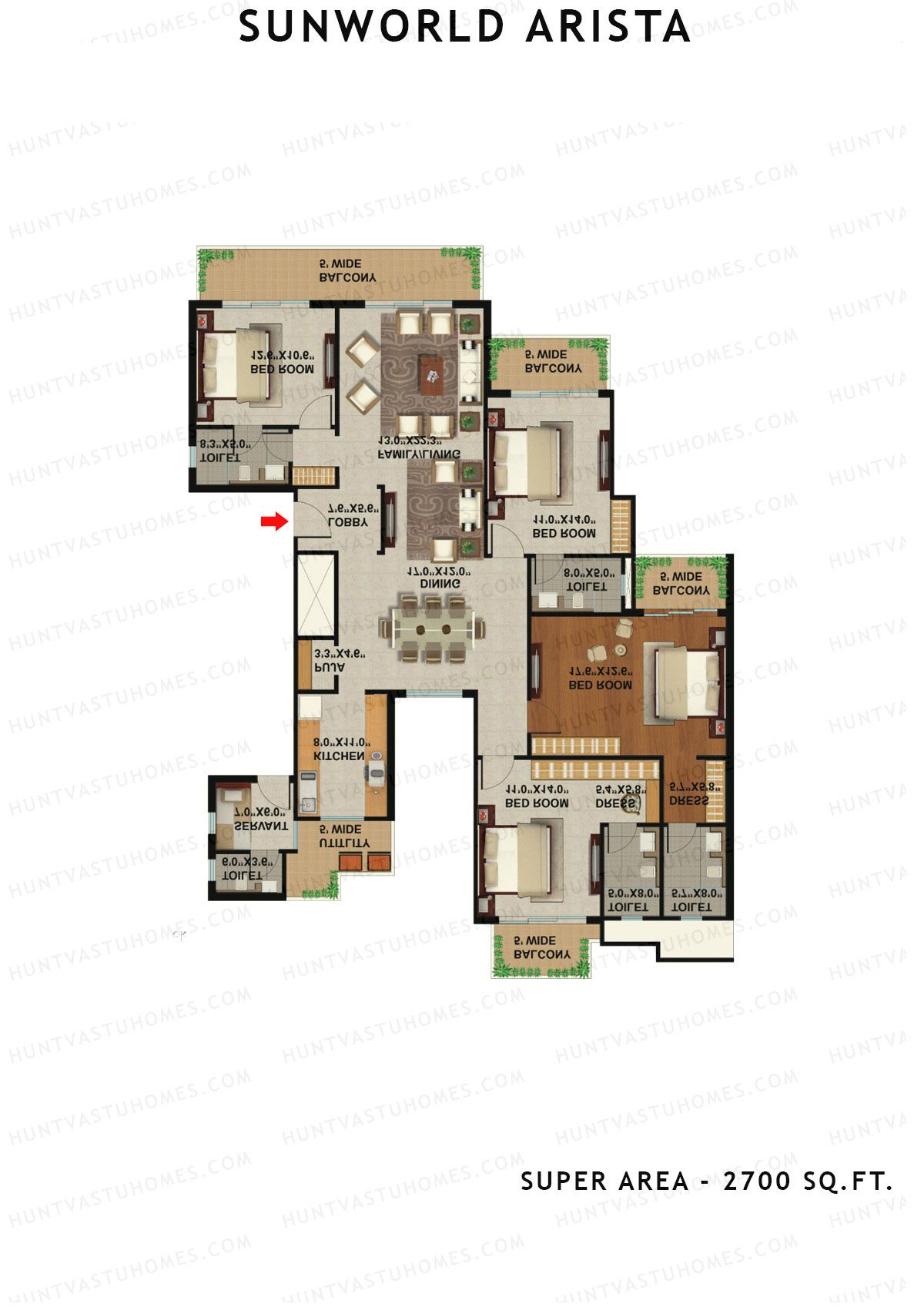 Sunworld Arista Tower T8 Unit 2 (Type C) Floor Plan