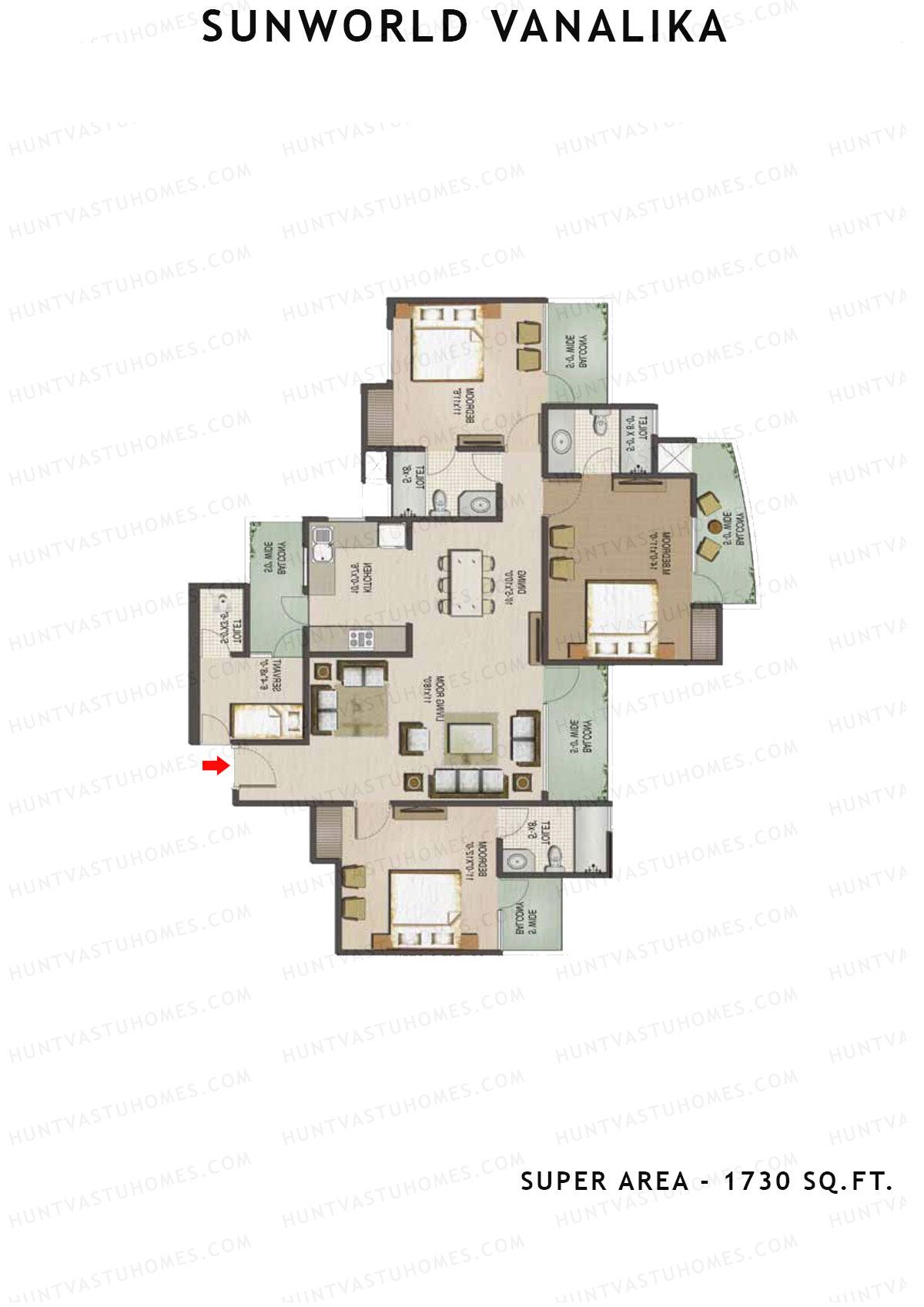Sunworld Vanalika Tower T11 Unit 1 Floor Plan