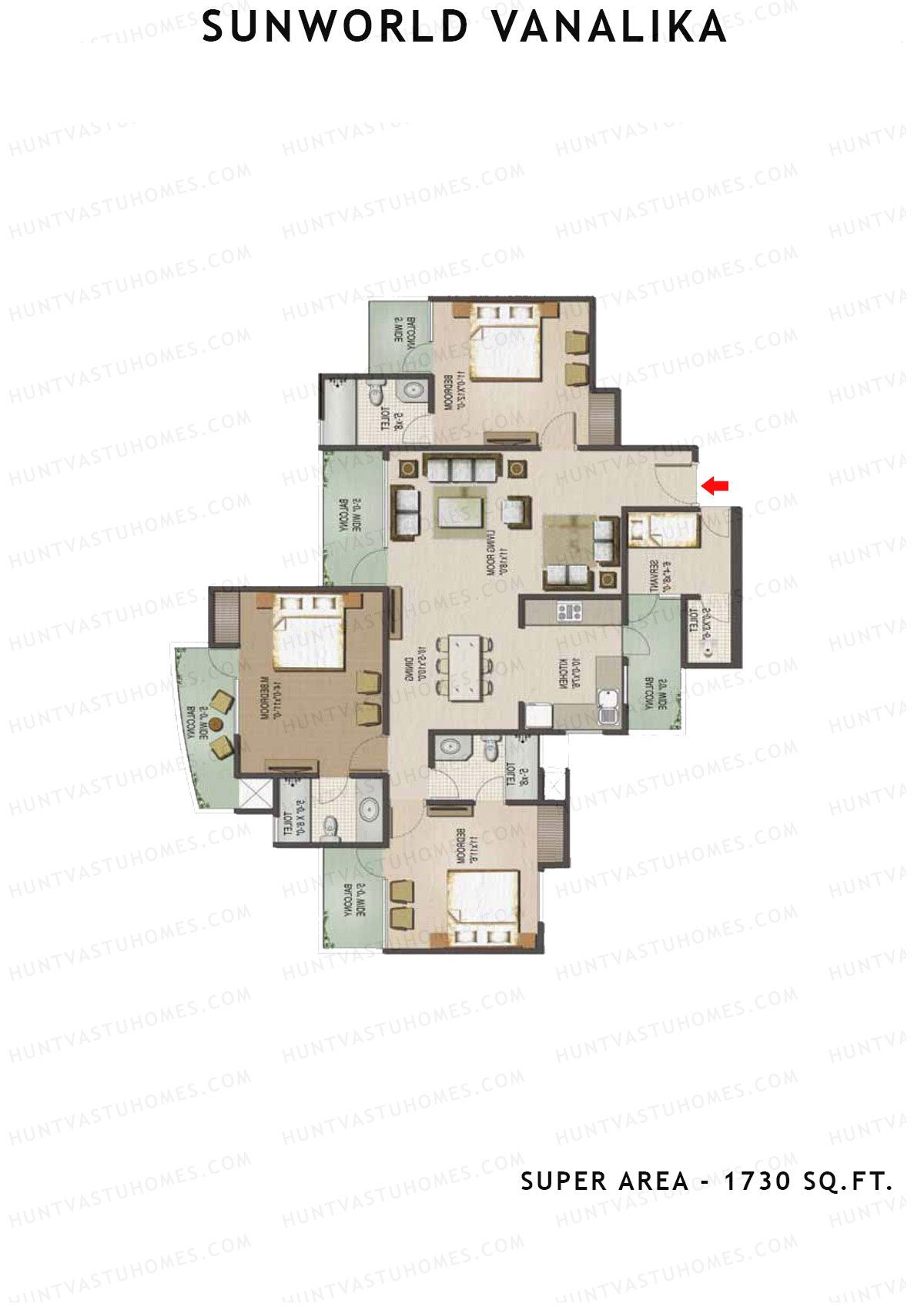 Sunworld Vanalika Tower T11 Unit 3 Floor Plan