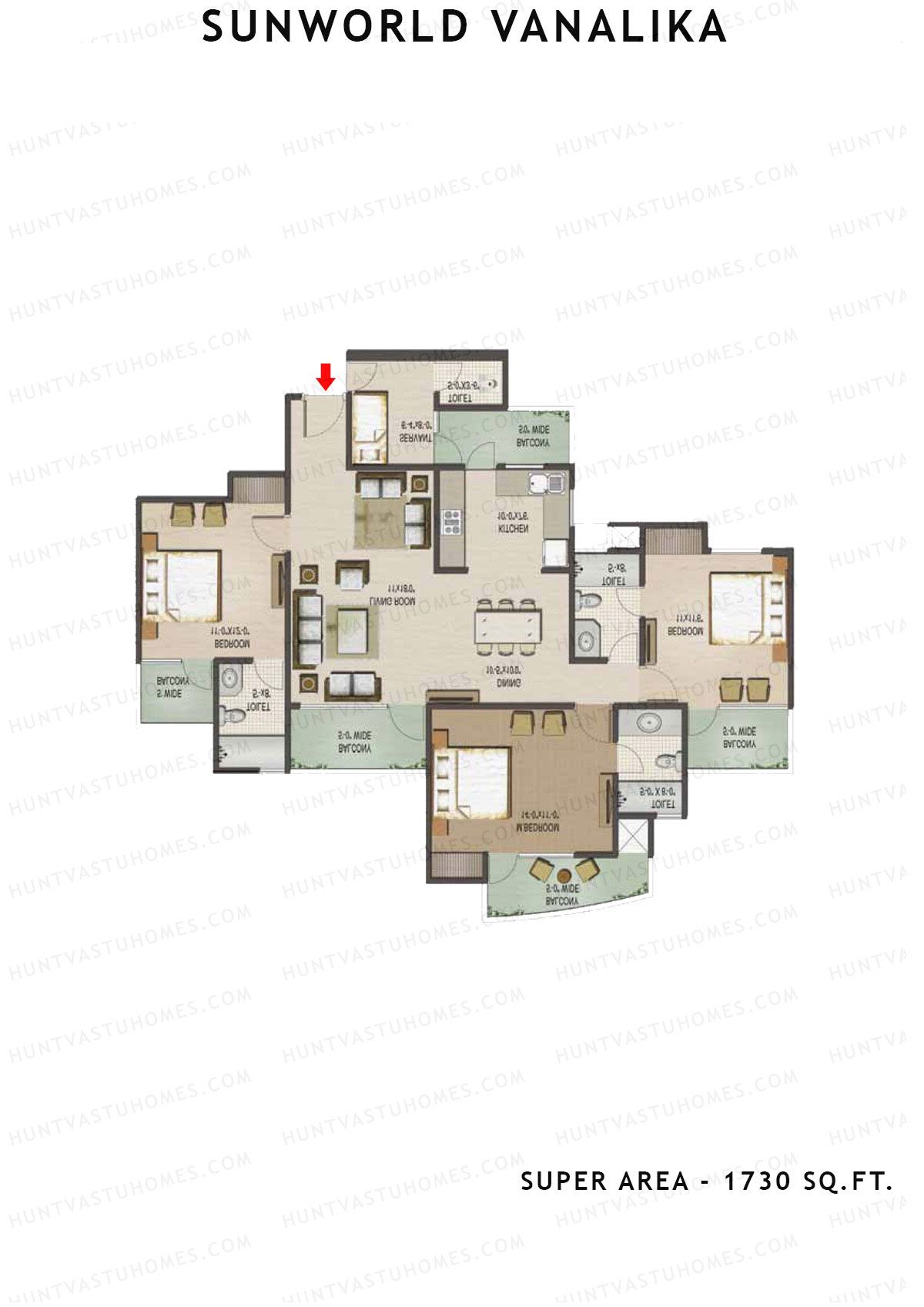 Sunworld Vanalika Tower T4 Unit 3 Floor Plan