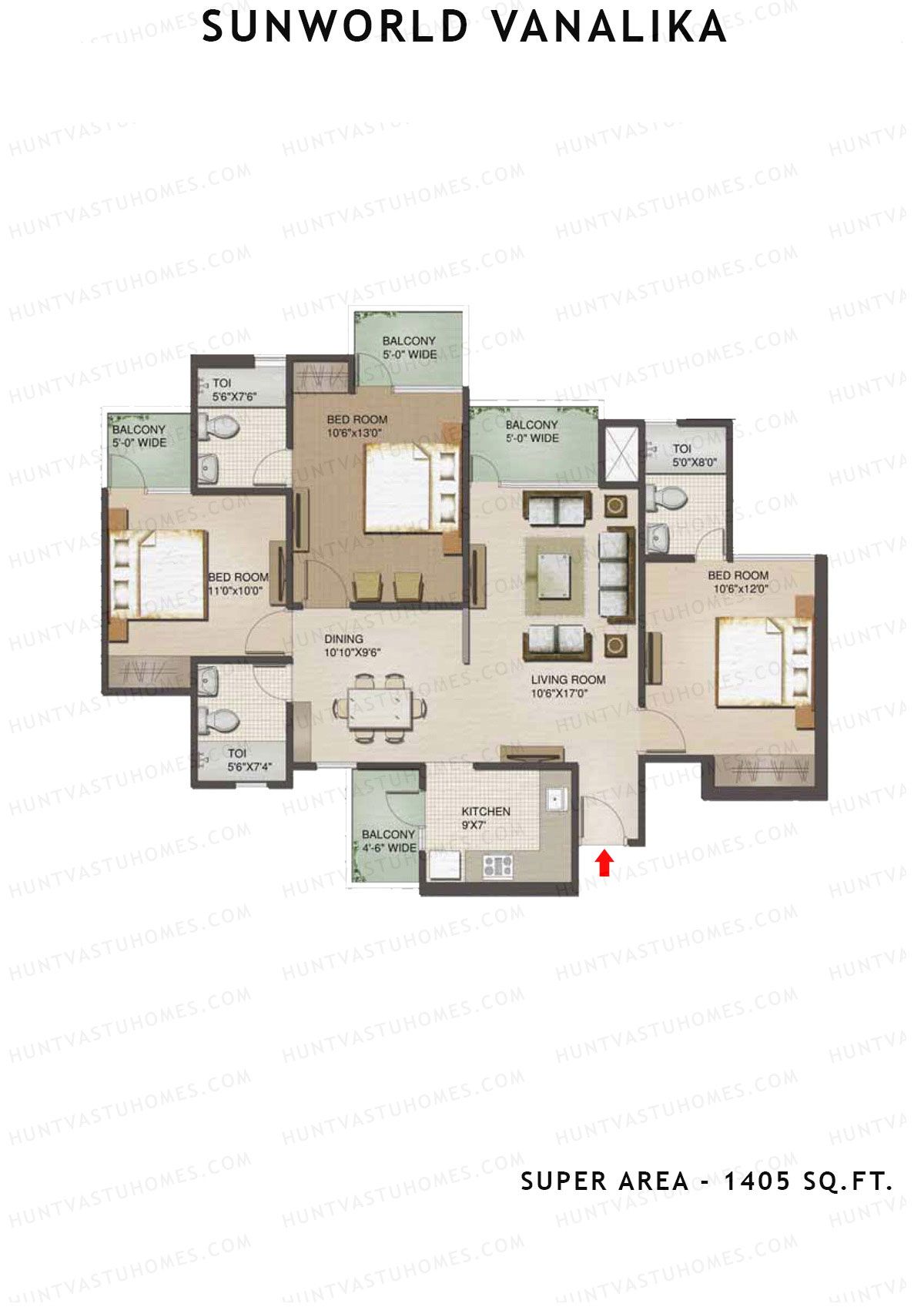 Sunworld Vanalika Tower T6 Unit 1 Floor Plan