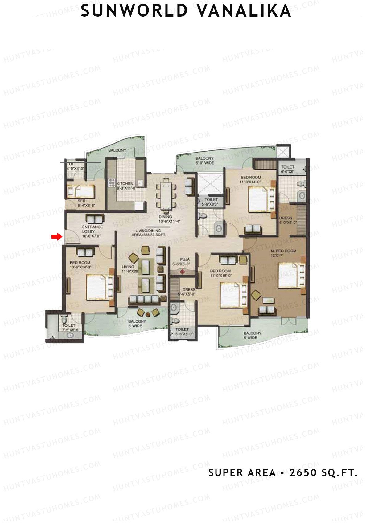 Sunworld Vanalika Tower T1 Unit 1 Floor Plan