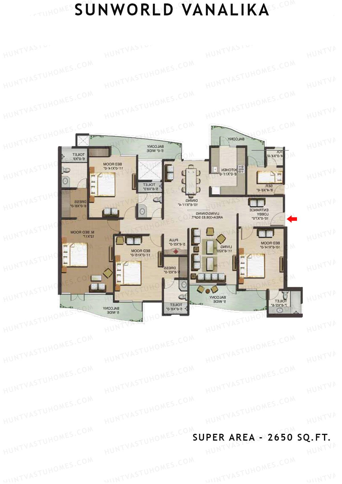 Sunworld Vanalika Tower T2 Unit 1 Floor Plan