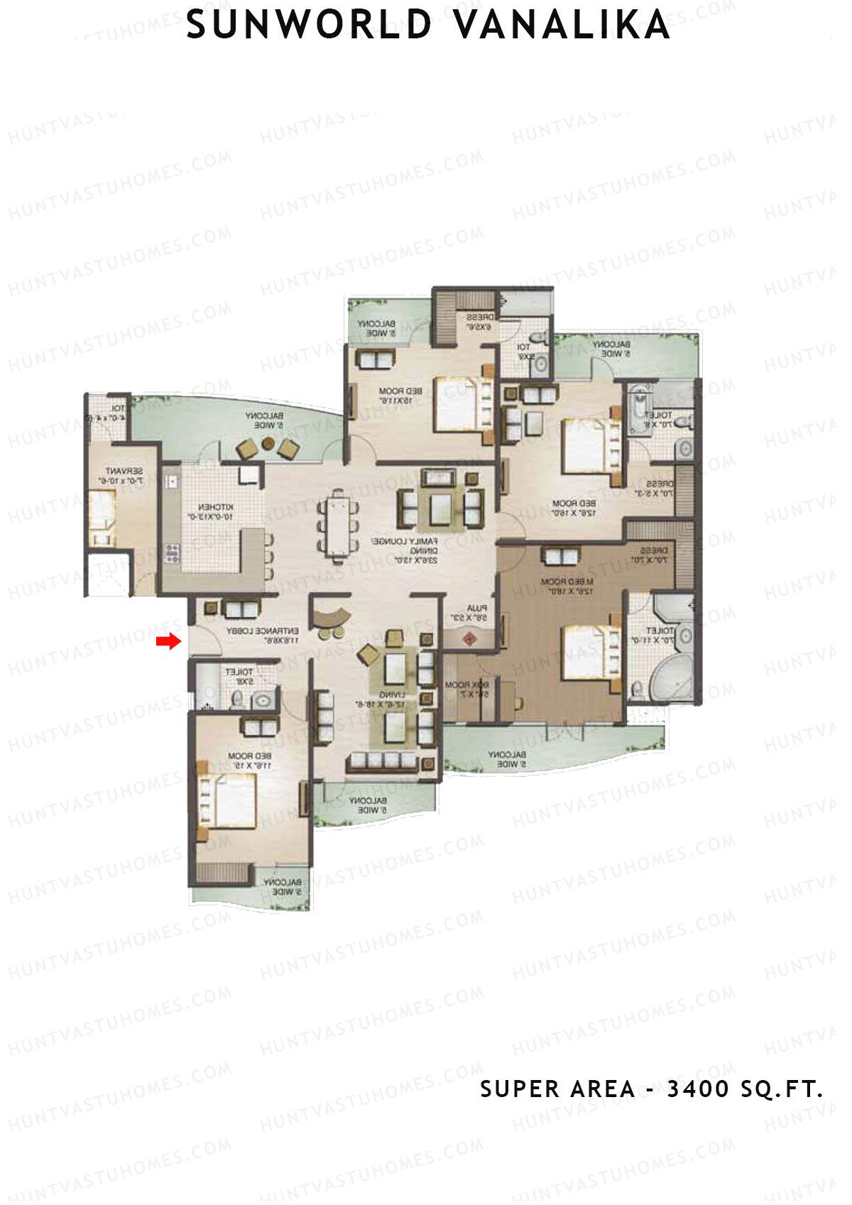 Sunworld Vanalika Tower T2 Unit 2 Floor Plan