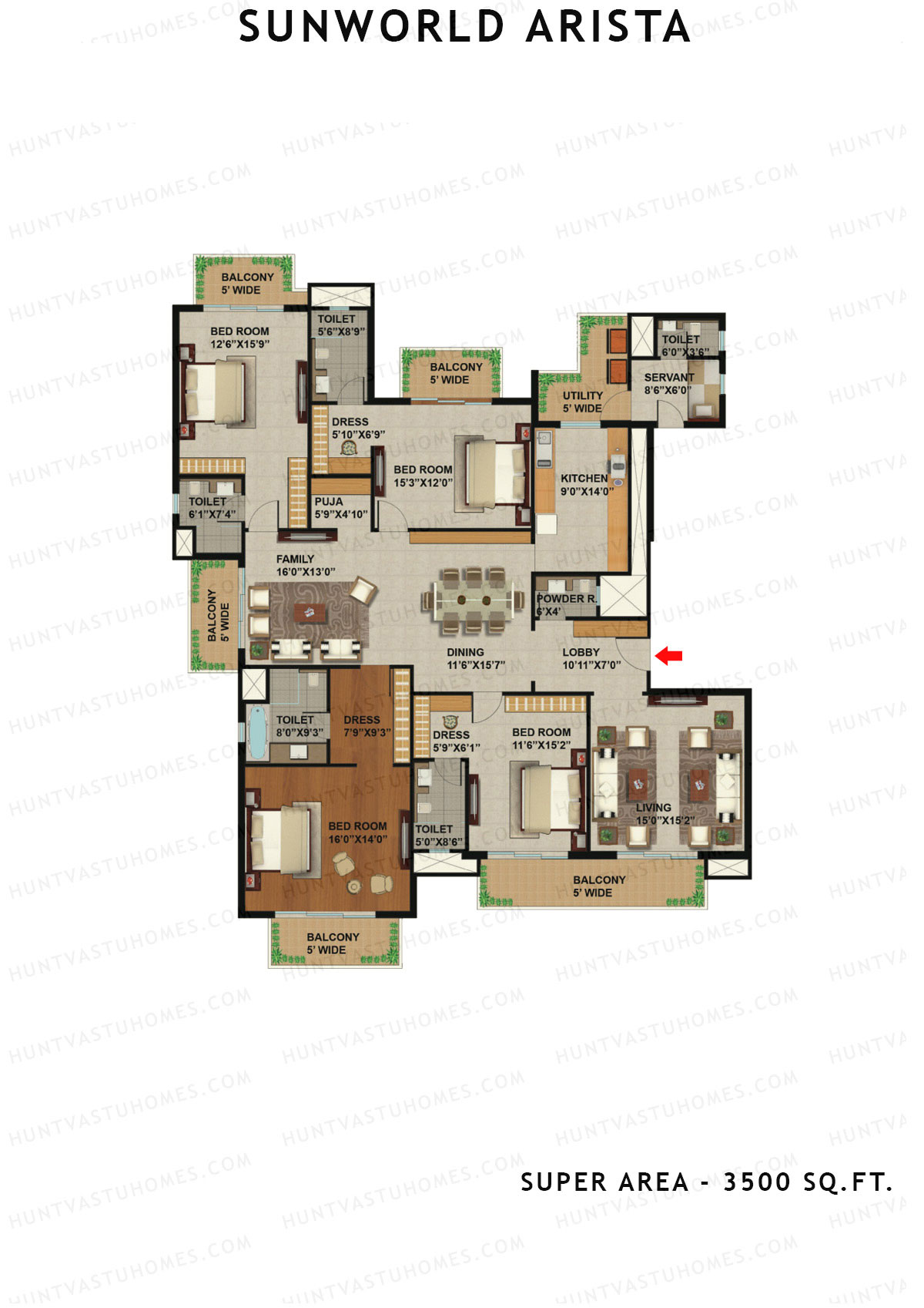 Sunworld Arista Tower T2 Unit 1 (Type B) Floor Plan