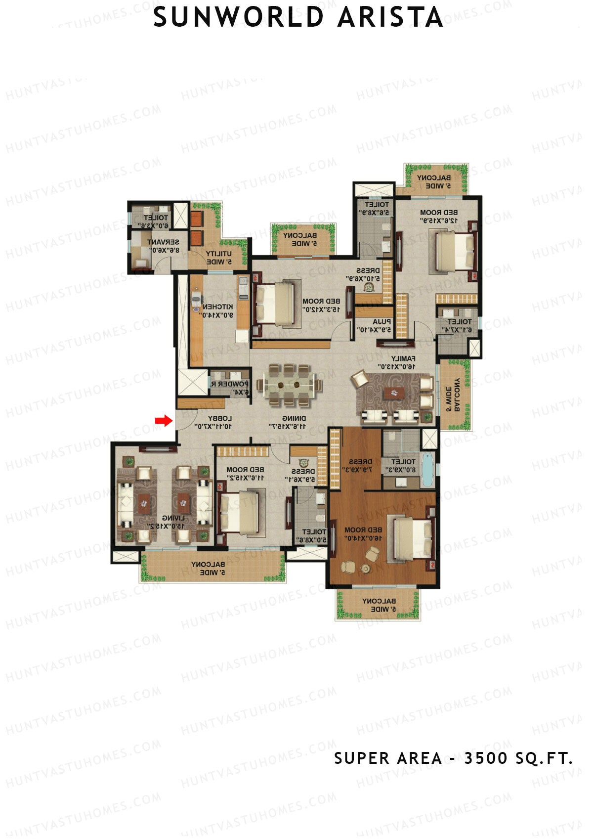 Sunworld Arista Tower T3 Unit 1 (Type B) Floor Plan