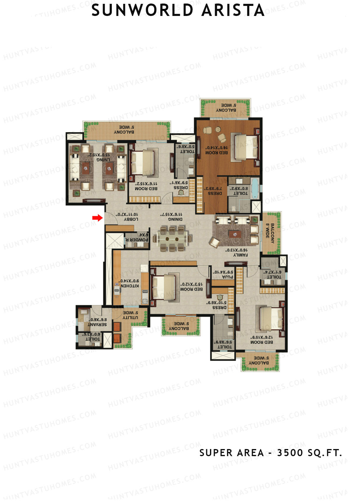 Sunworld Arista Tower T7 Unit 1 (Type B) Floor Plan