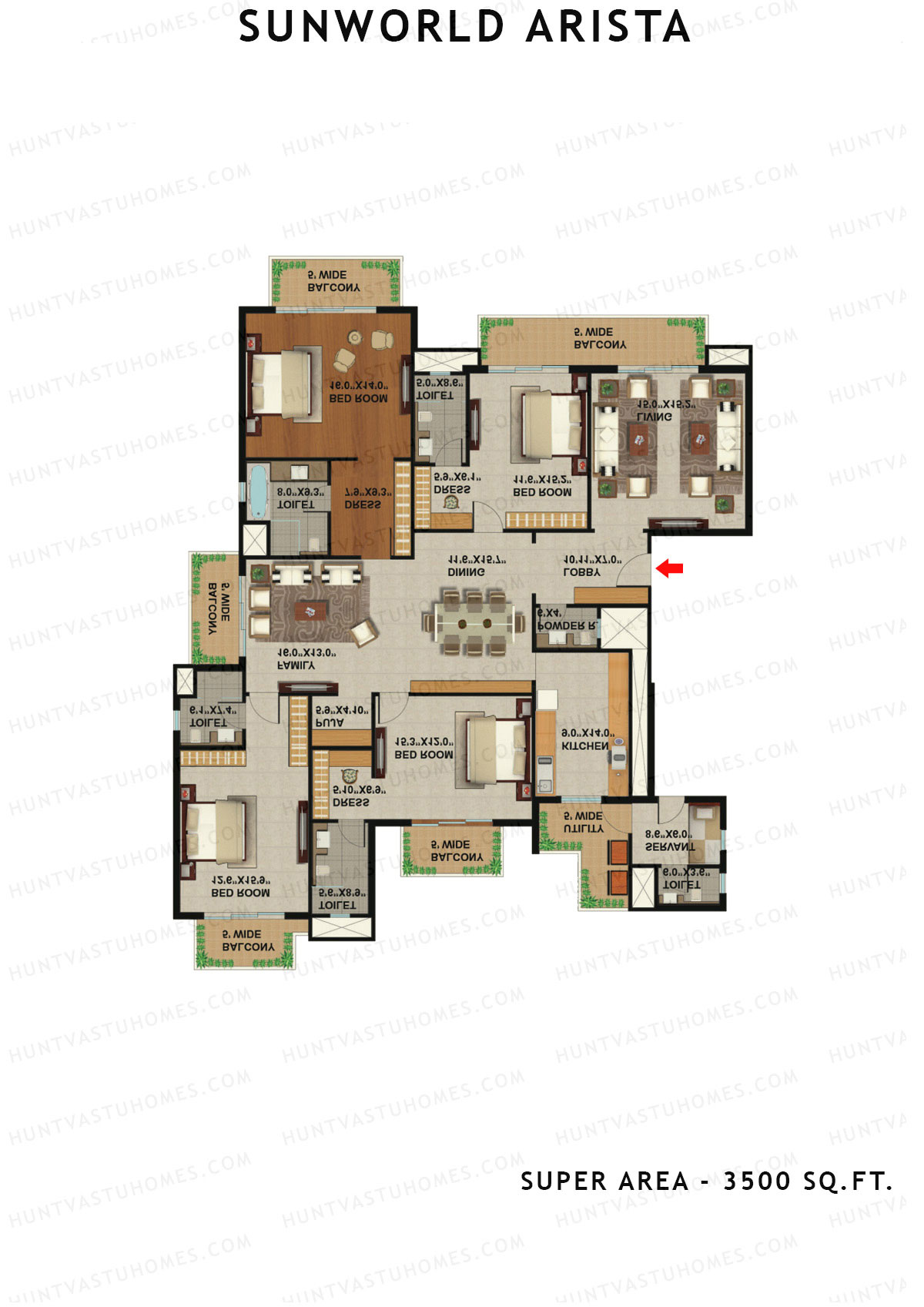 Sunworld Arista Tower T8 Unit 1 (Type B) Floor Plan