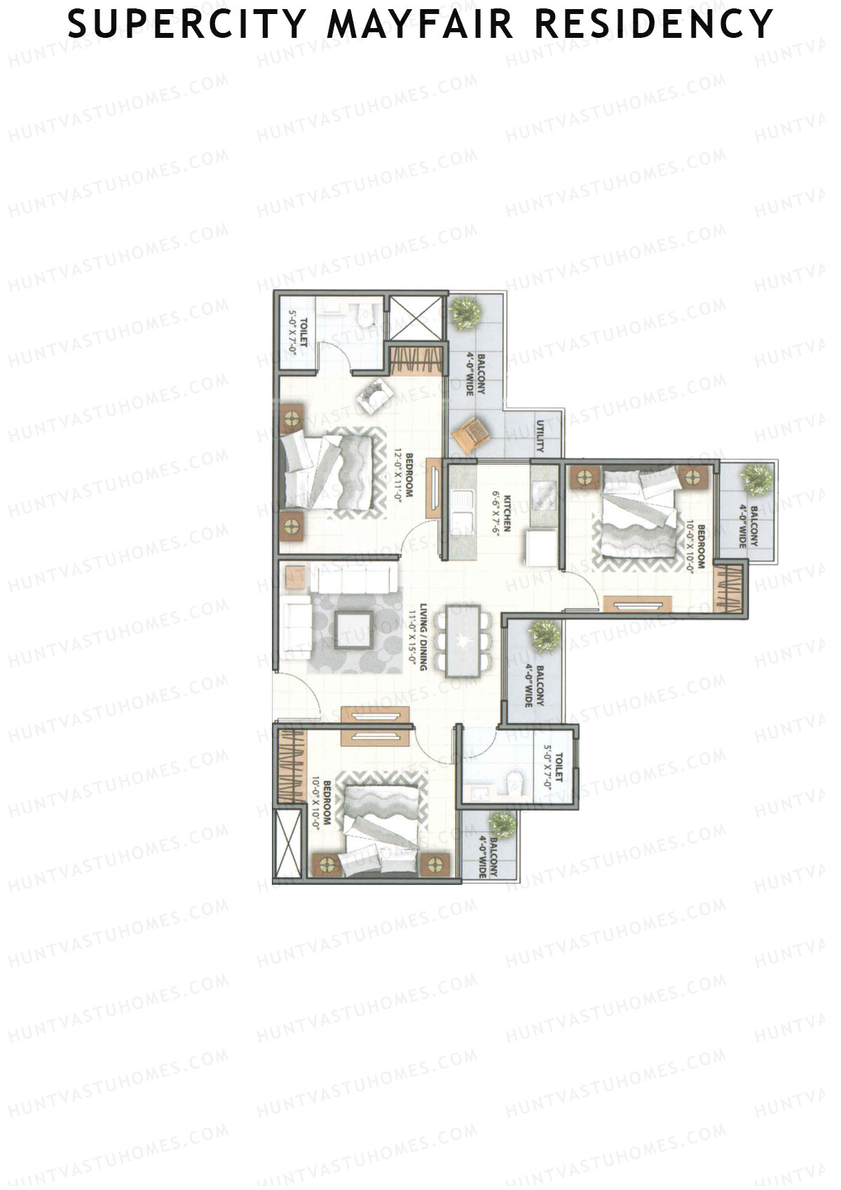 Supercity Mayfair Residency Tower A Unit 3 (Type 2) Floor Plan