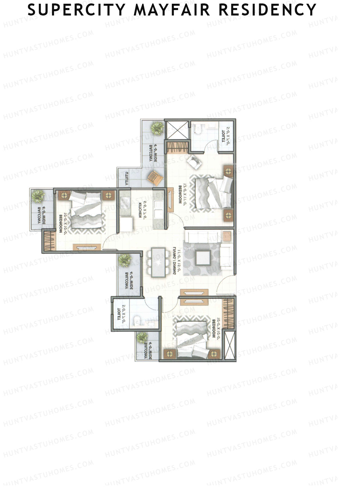 Supercity Mayfair Residency Tower A Unit 4 (Type 2) Floor Plan