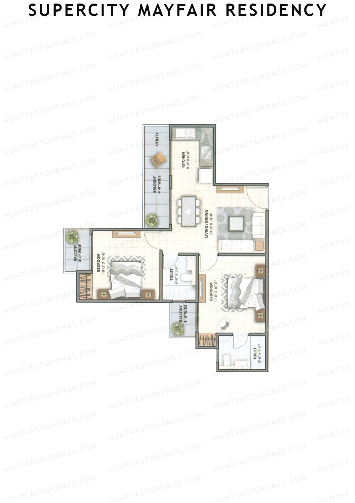 Supercity Mayfair Residency Tower C Unit 1 (Type 1) Floor Plan