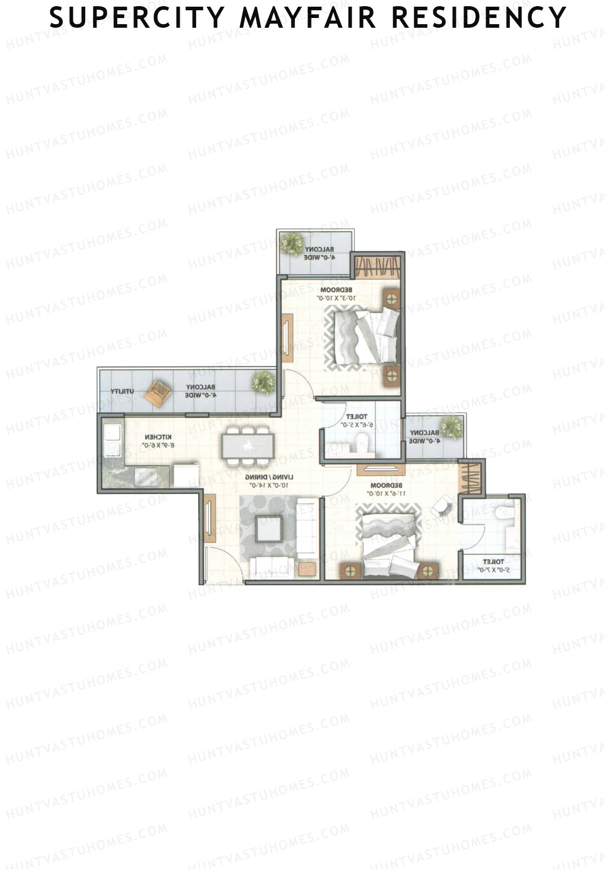 Supercity Mayfair Residency Tower C Unit 5 (Type 1) Floor Plan