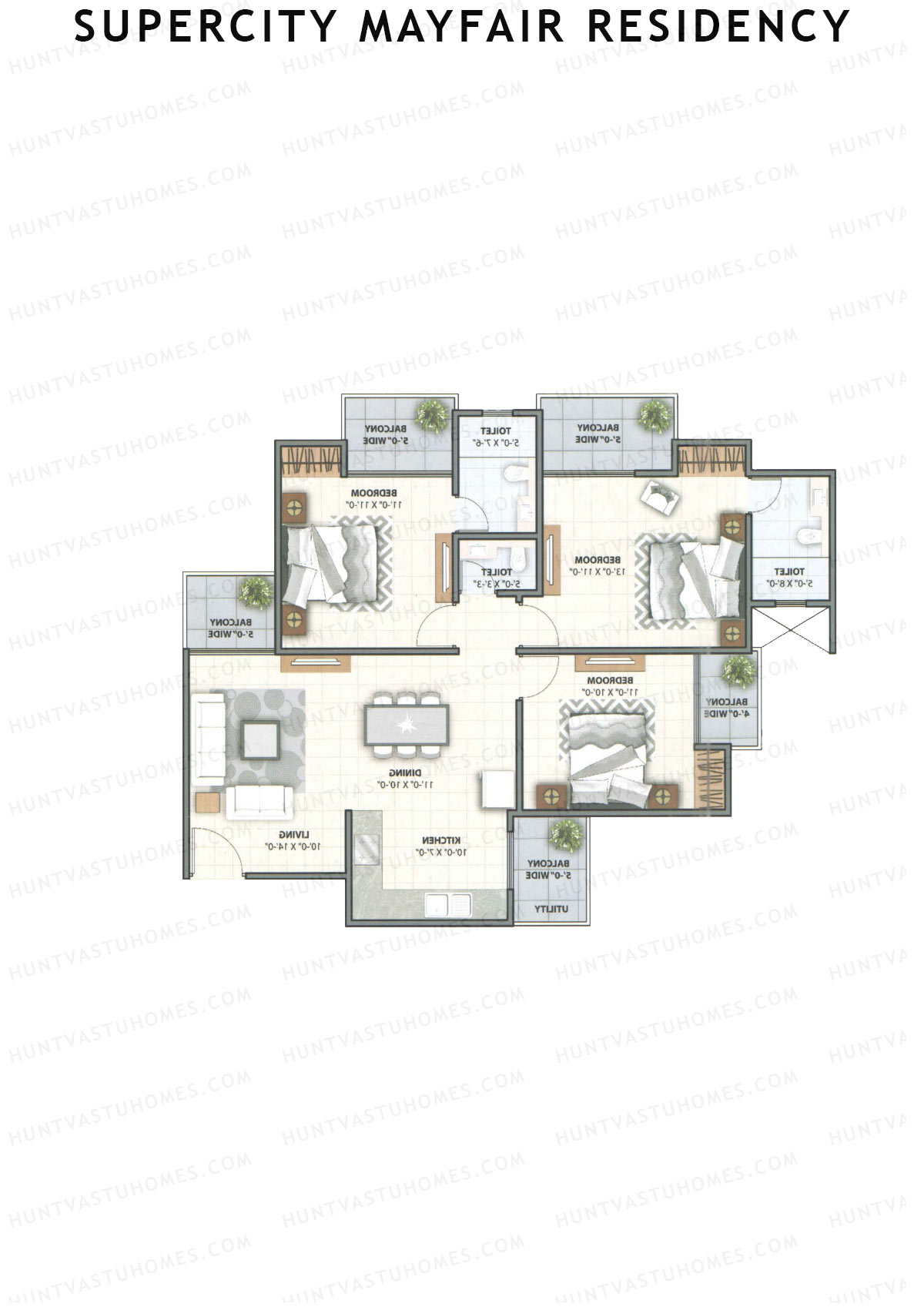Supercity Mayfair Residency Tower E Unit 6 (Type 3) Floor Plan