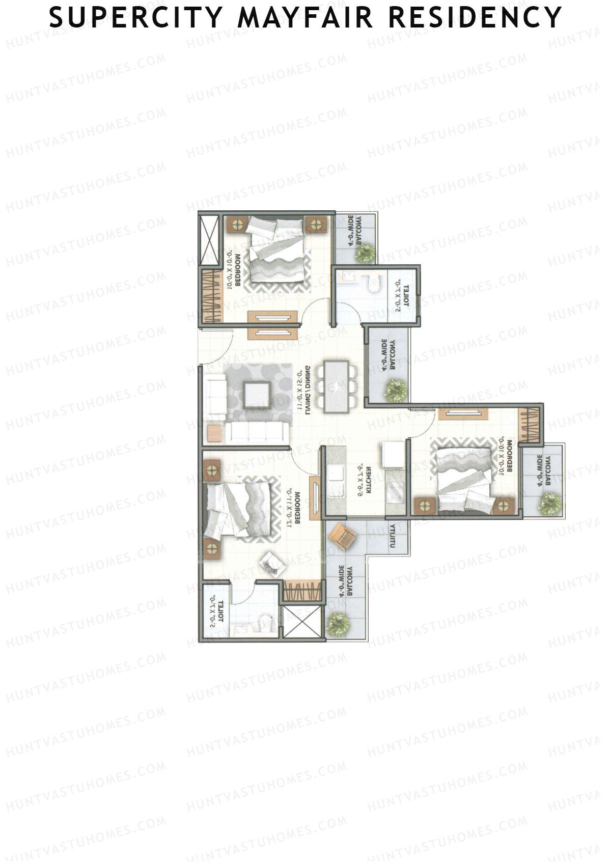 Supercity Mayfair Residency Tower F Unit 2 (Type 2) Floor Plan