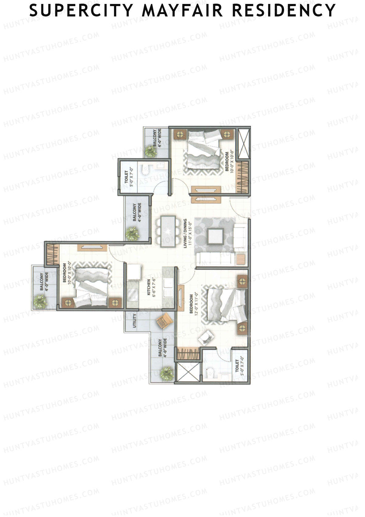 Supercity Mayfair Residency Tower F Unit 3 (Type 2) Floor Plan