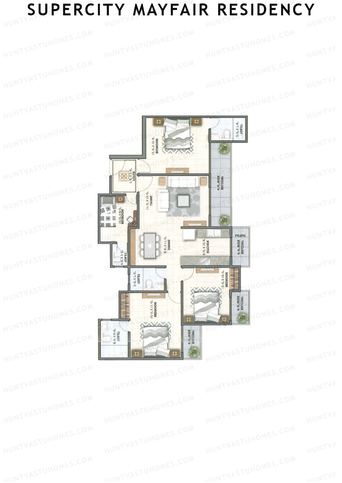 Supercity Mayfair Residency Tower G Unit 1 (Type 4) Floor Plan