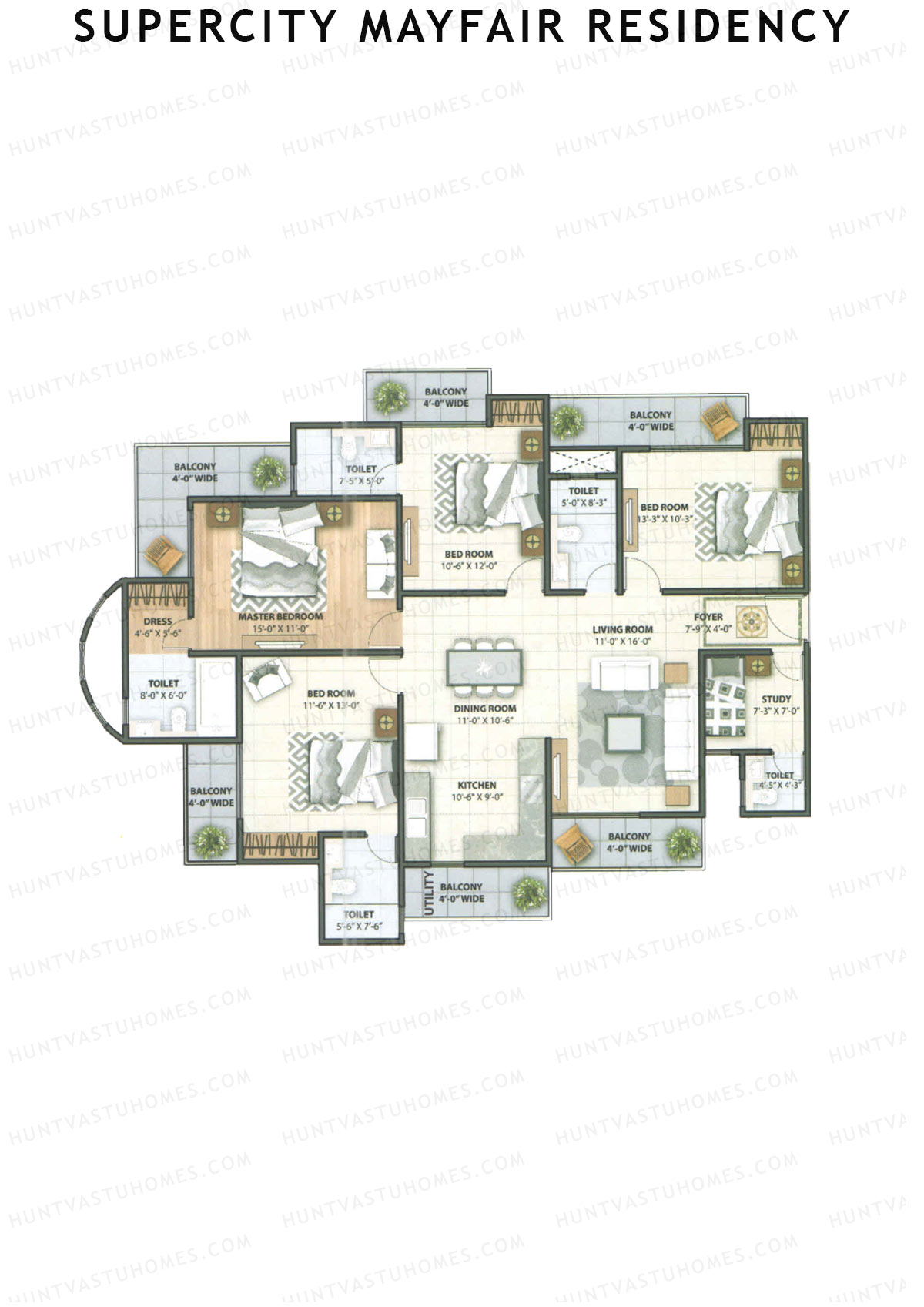 Supercity Mayfair Residency Tower G Unit 3 (Type 5) Floor Plan