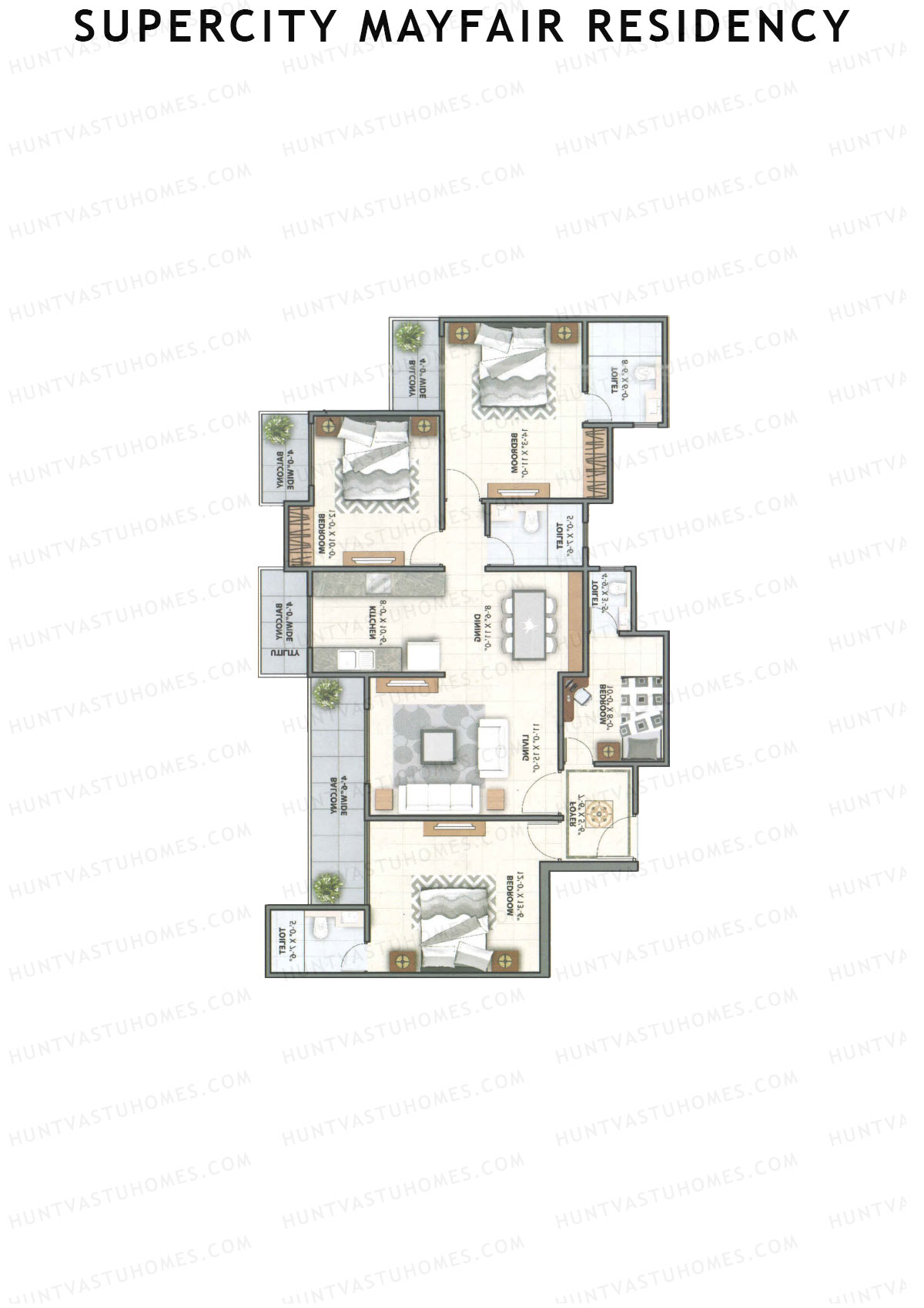 Supercity Mayfair Residency Tower G Unit 4 (Type 4) Floor Plan