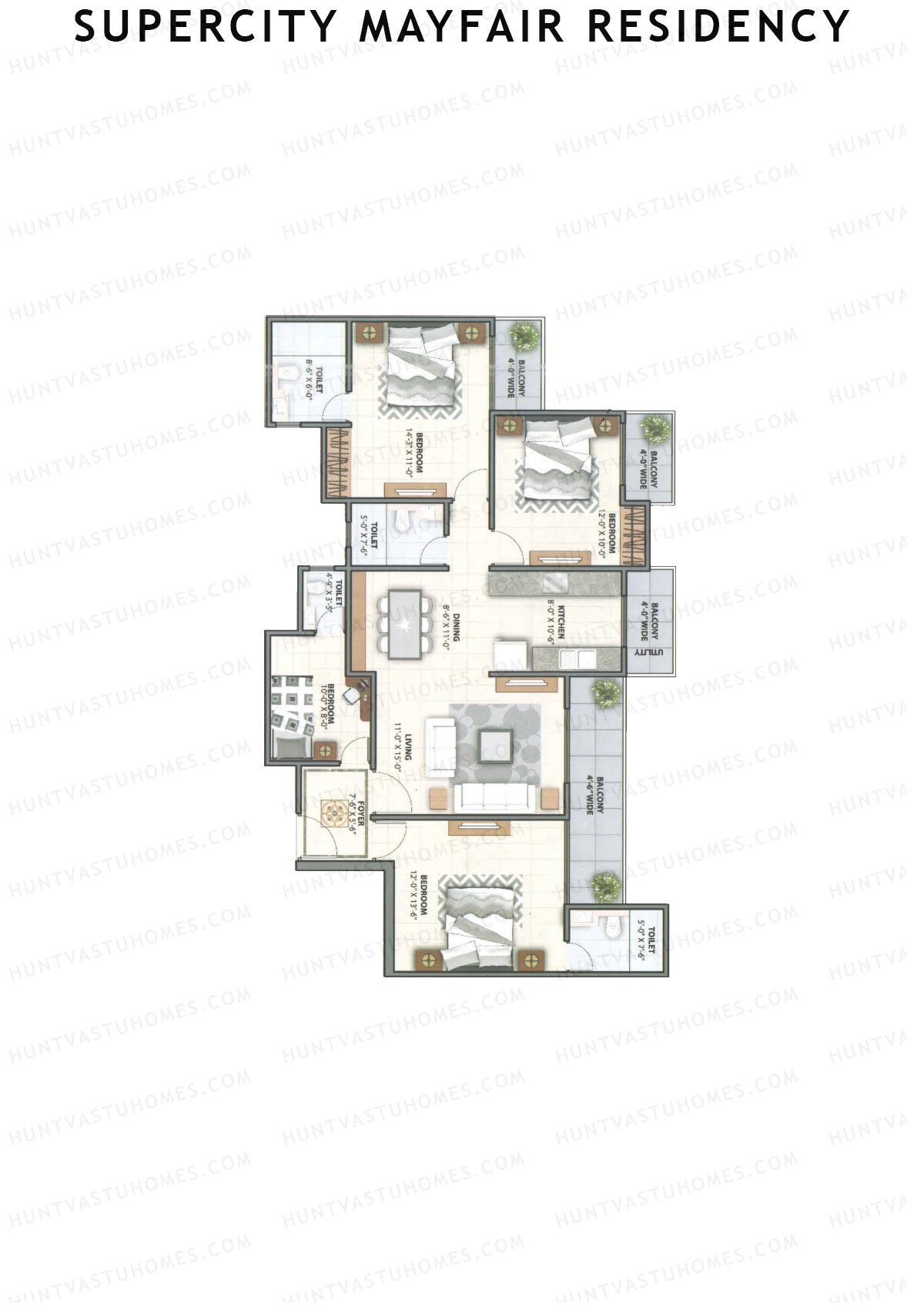 Supercity Mayfair Residency Tower G Unit 5 (Type 4) Floor Plan