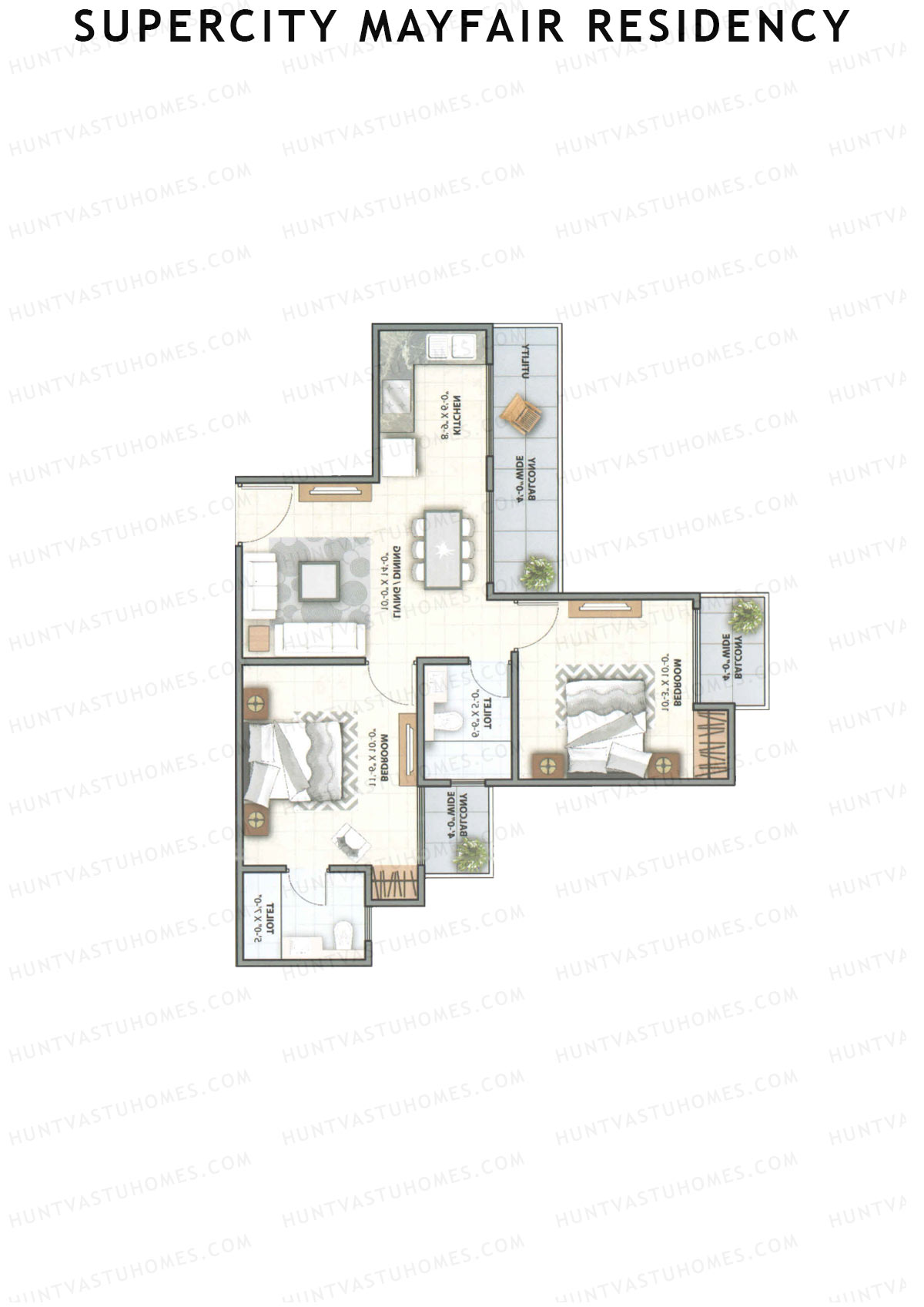 Supercity Mayfair Residency Tower H Unit 1 (Type 1) Floor Plan