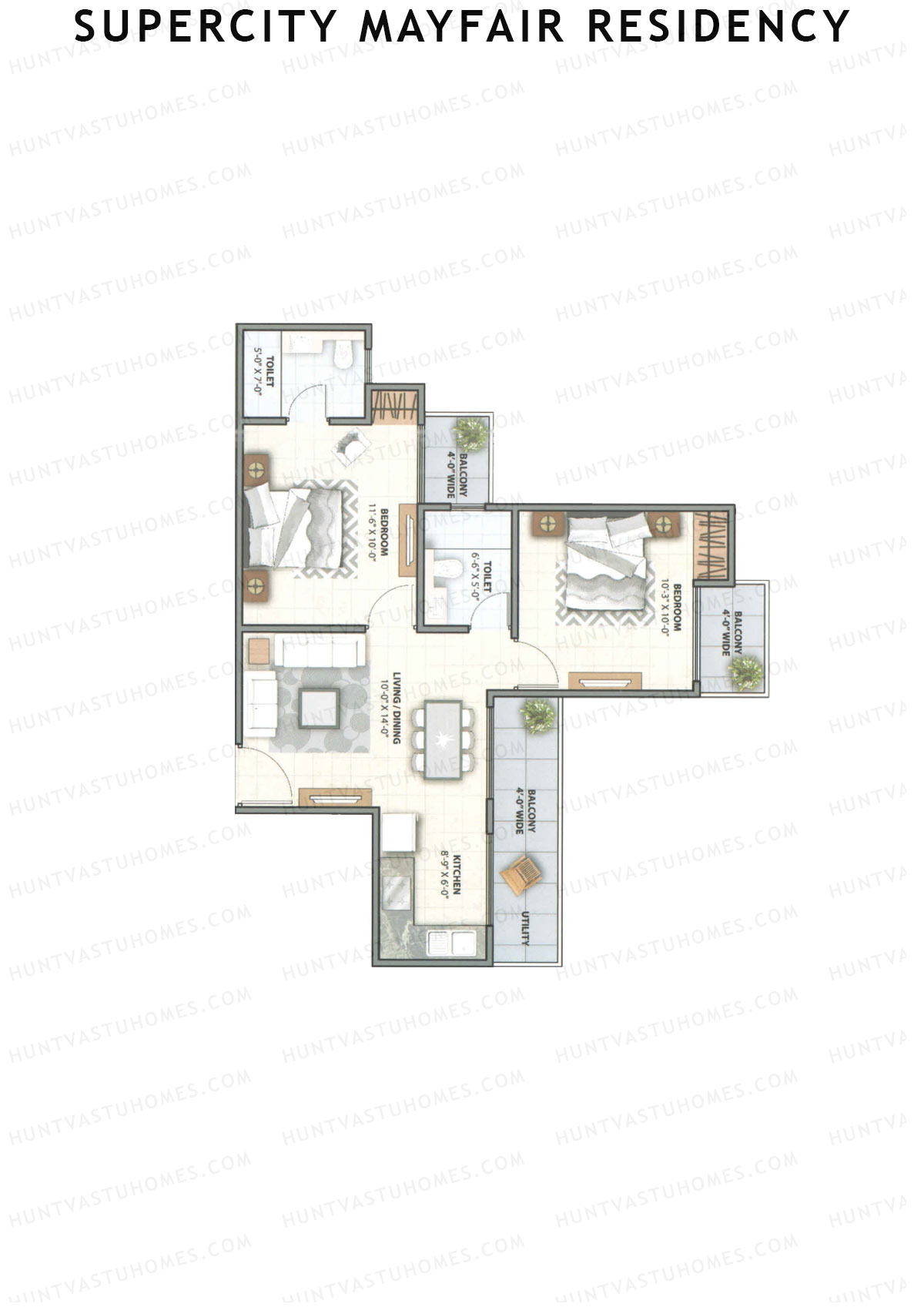 Supercity Mayfair Residency Tower H Unit 4 (Type 1) Floor Plan