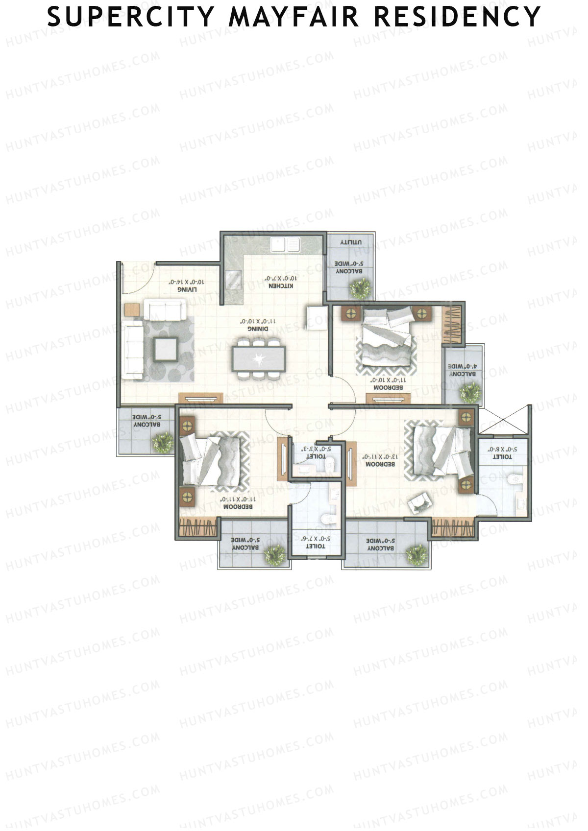 Supercity Mayfair Residency Tower I Unit 1 (Type 3) Floor Plan