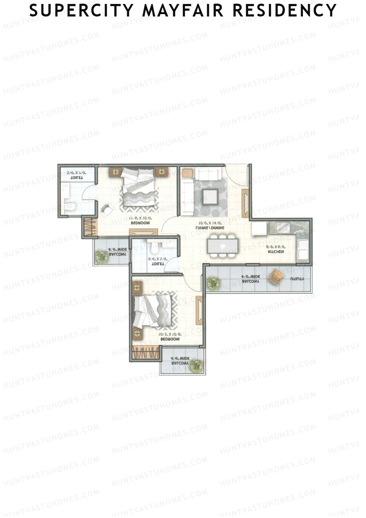 Supercity Mayfair Residency Tower I Unit 2 (Type 1) Floor Plan