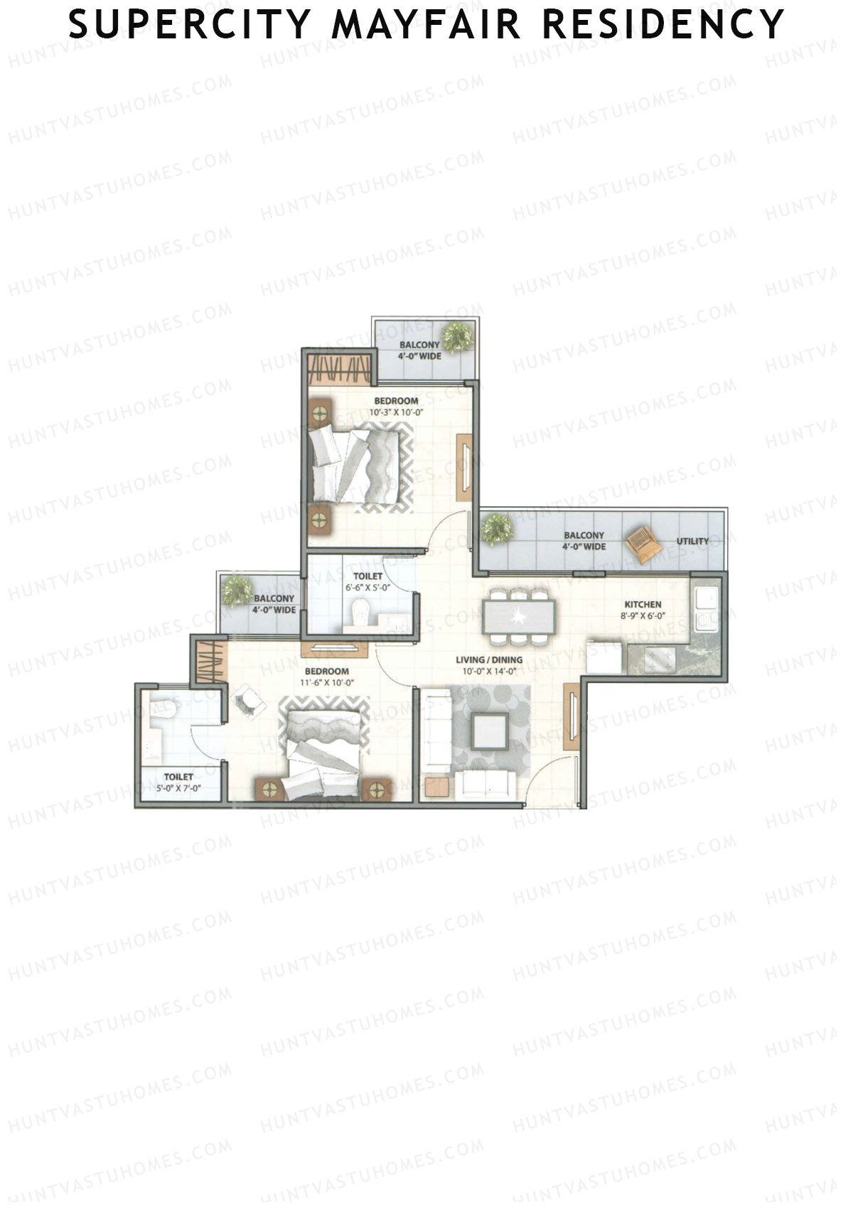 Supercity Mayfair Residency Tower I Unit 3 (Type 1) Floor Plan