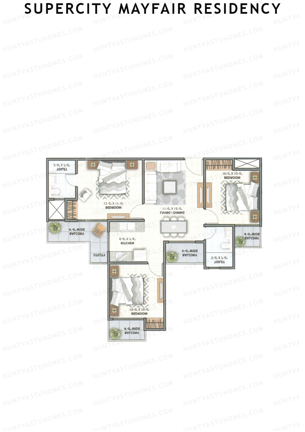 Supercity Mayfair Residency Tower J Unit 1 (Type 2) Floor Plan