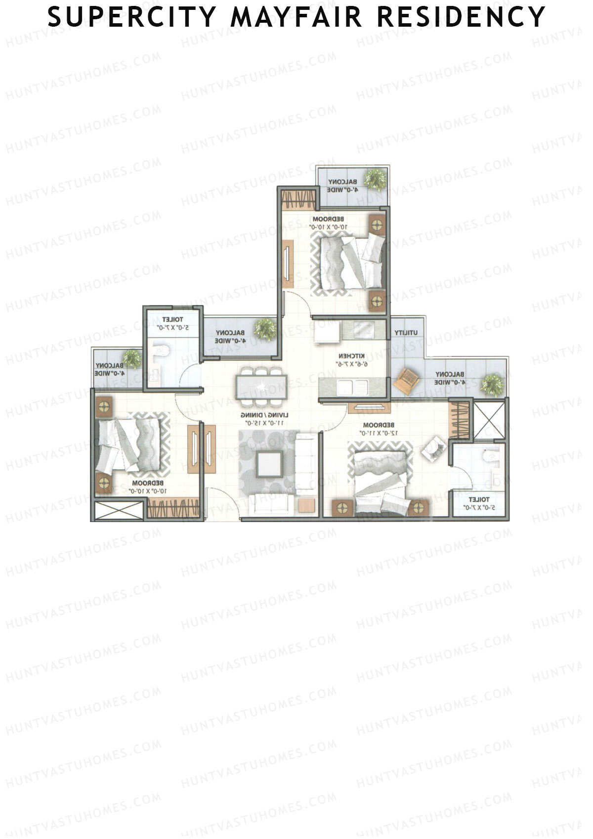 Supercity Mayfair Residency Tower J Unit 3 (Type 2) Floor Plan